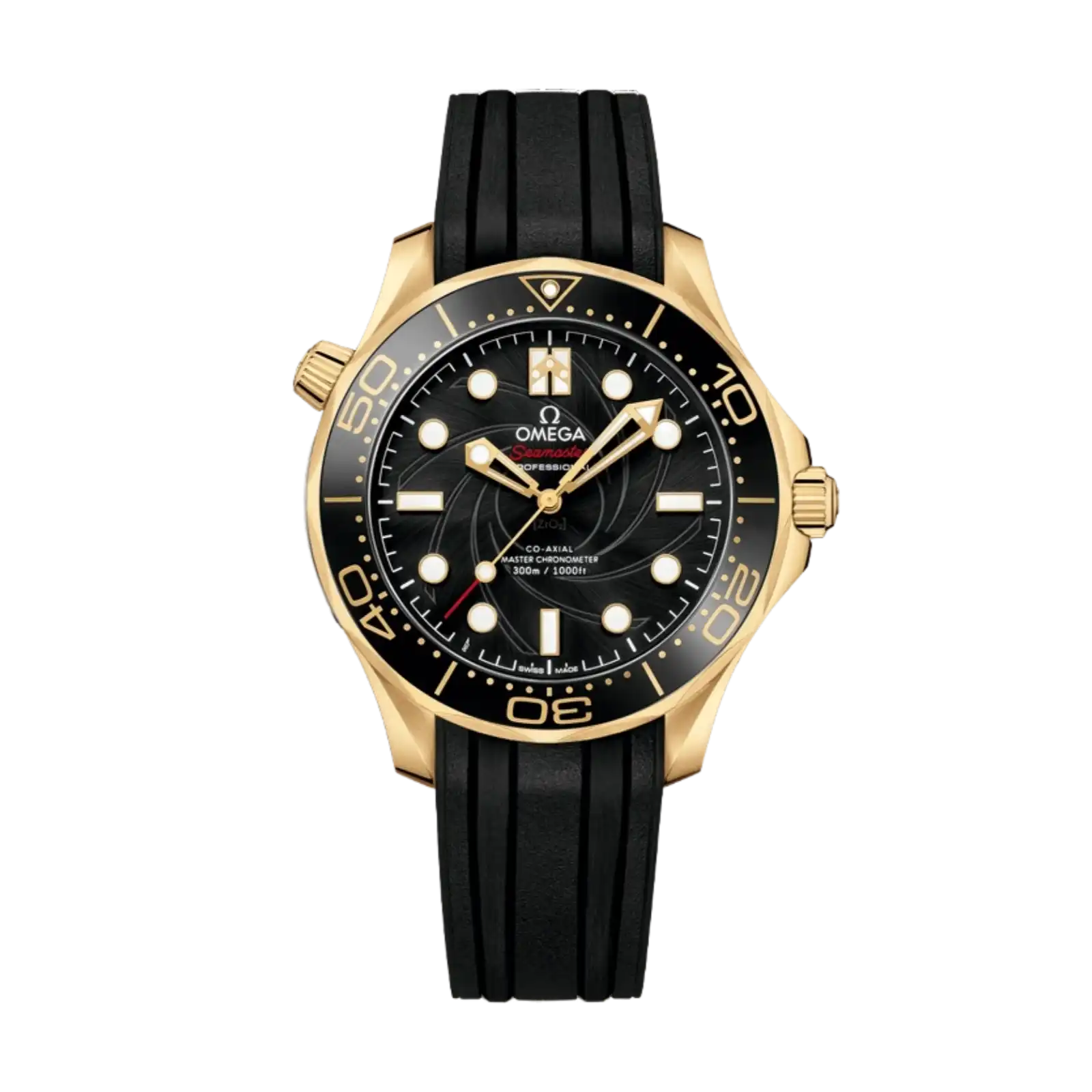 Seamaster Diver 300M 42mm-Yellow 18K Gold Case On Rubber Strap