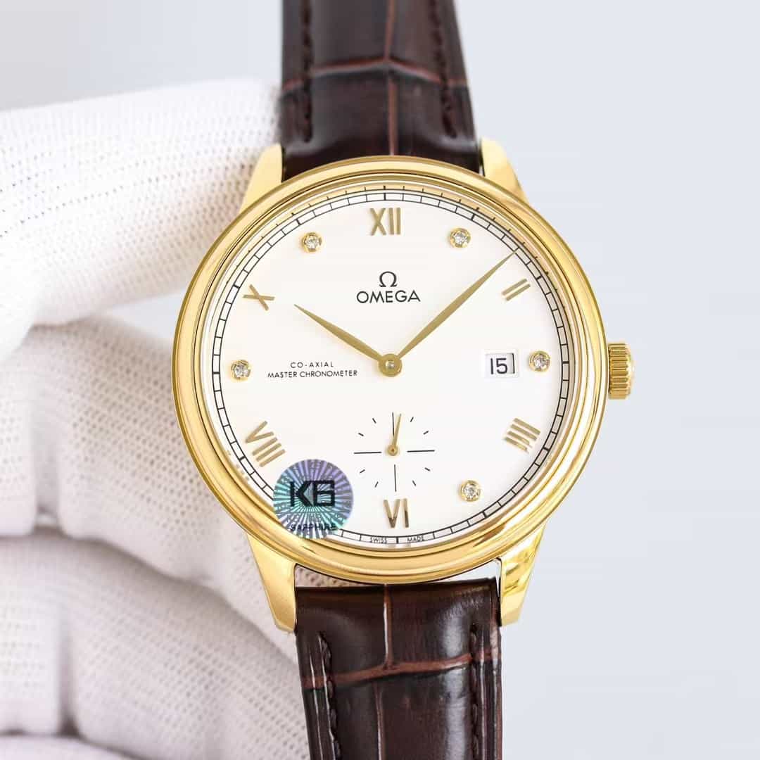 De Ville Prestige 41mm-Yellow Gold On Leather Strap - Men Watch