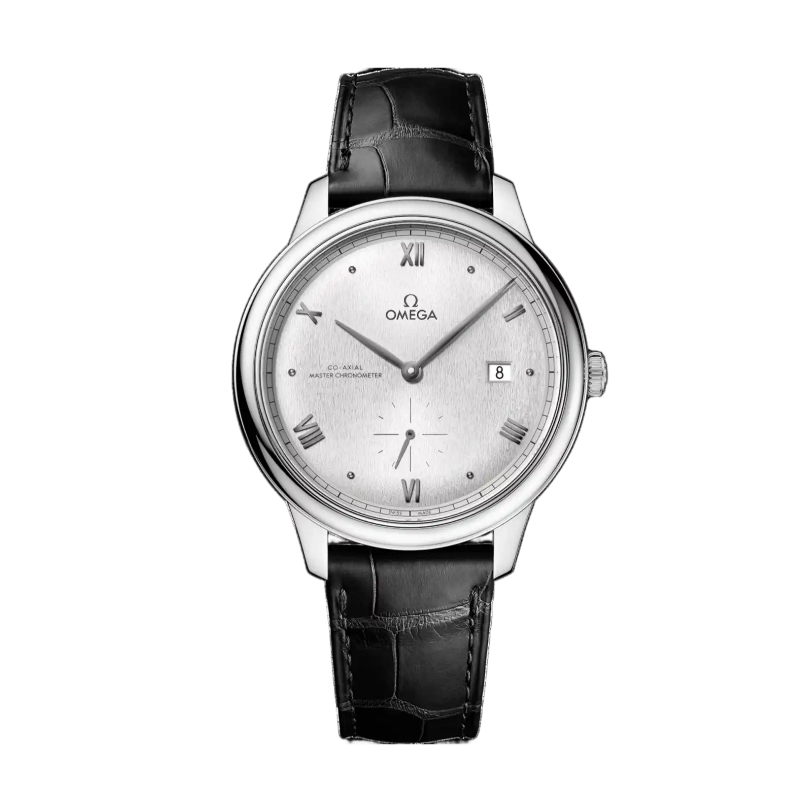 De Ville Prestige 41mm-Steel On Leather Strap - Men Watch