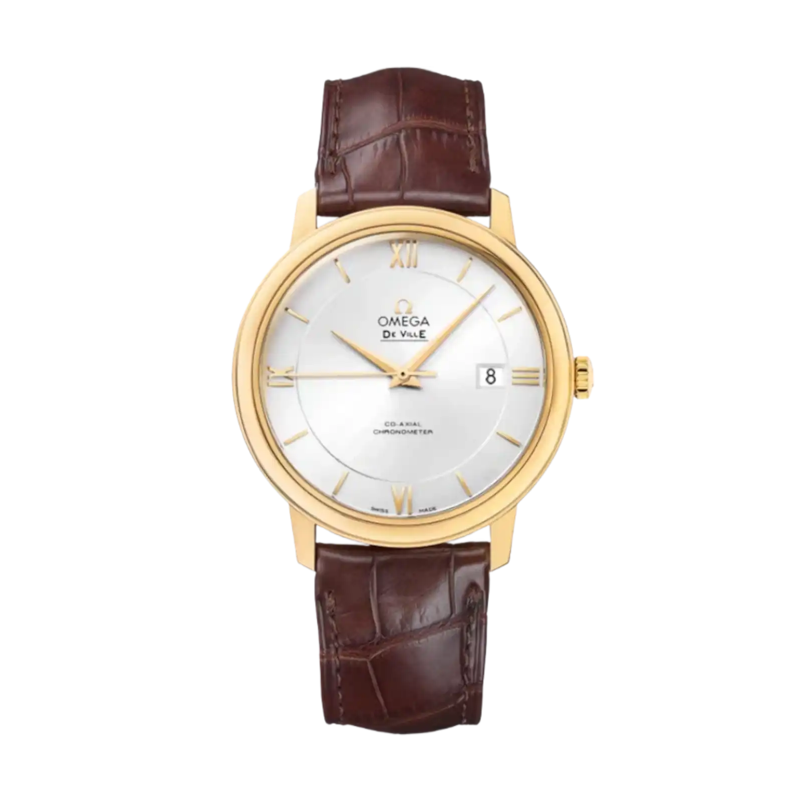 De Ville Prestige 39.5mm-Yellow Gold On Leather Strap