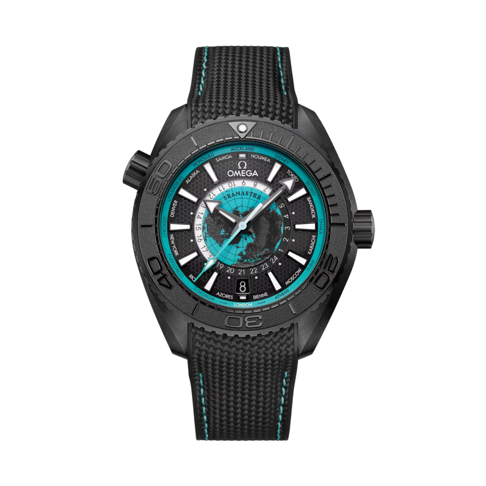 Seamaster Planet Ocean 600M  black ceramic on rubber strap 45.5mm Men Watch