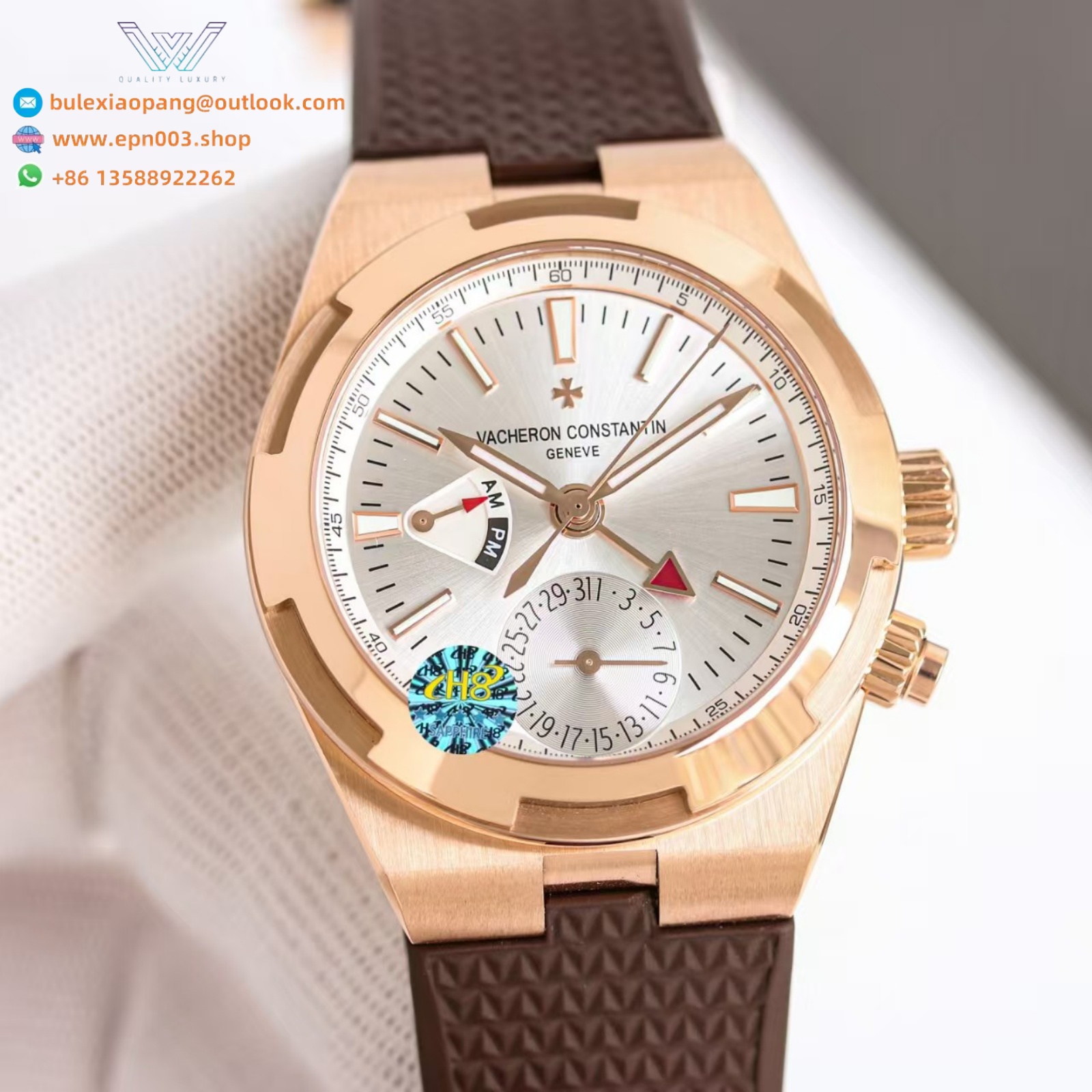 Overseas Dual time 7920V/000R-B336 41 mm Pink Gold - Men Watch