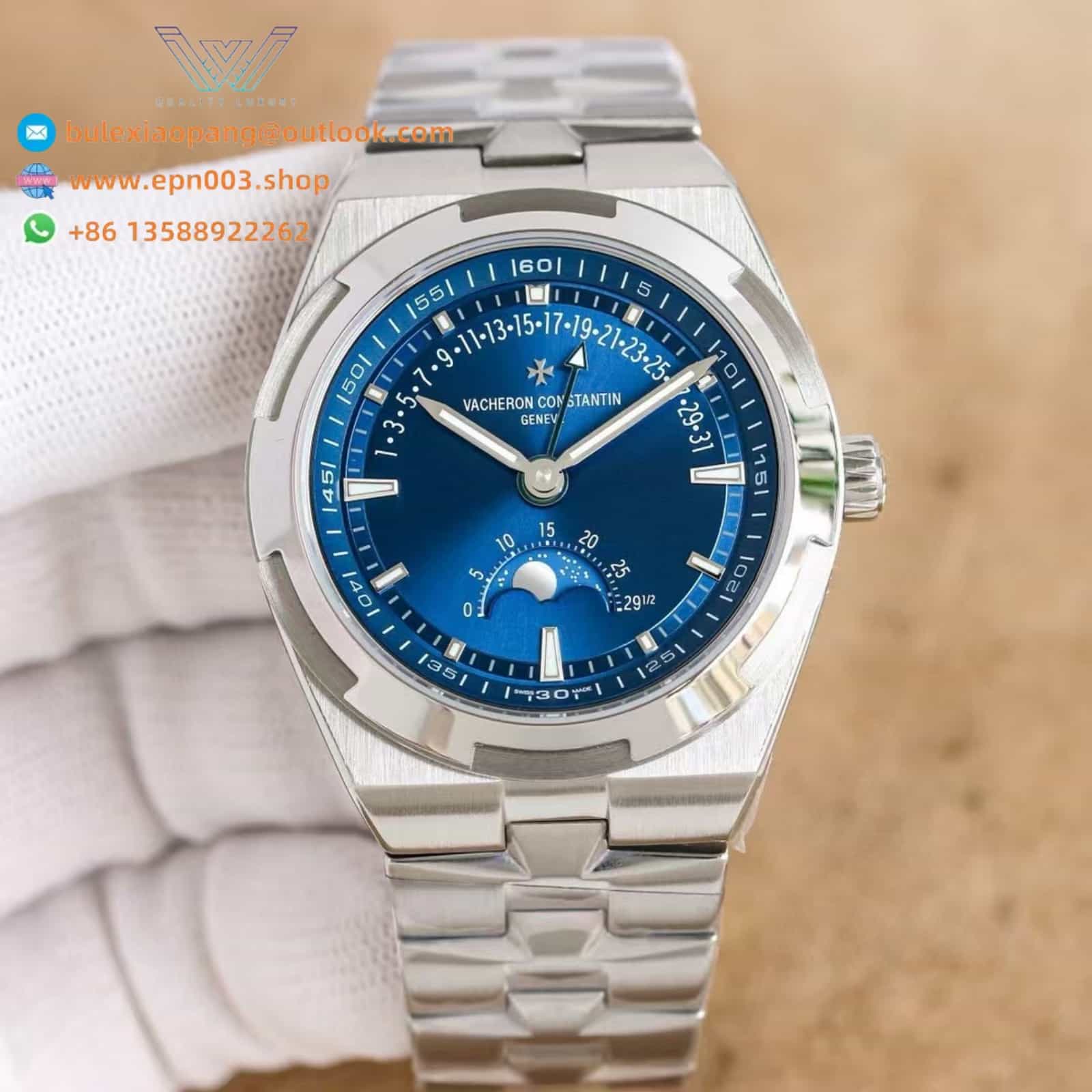 Overseas Moon phase retrograde date 4000V/210A-B911 41 mm Steel - Men Watch