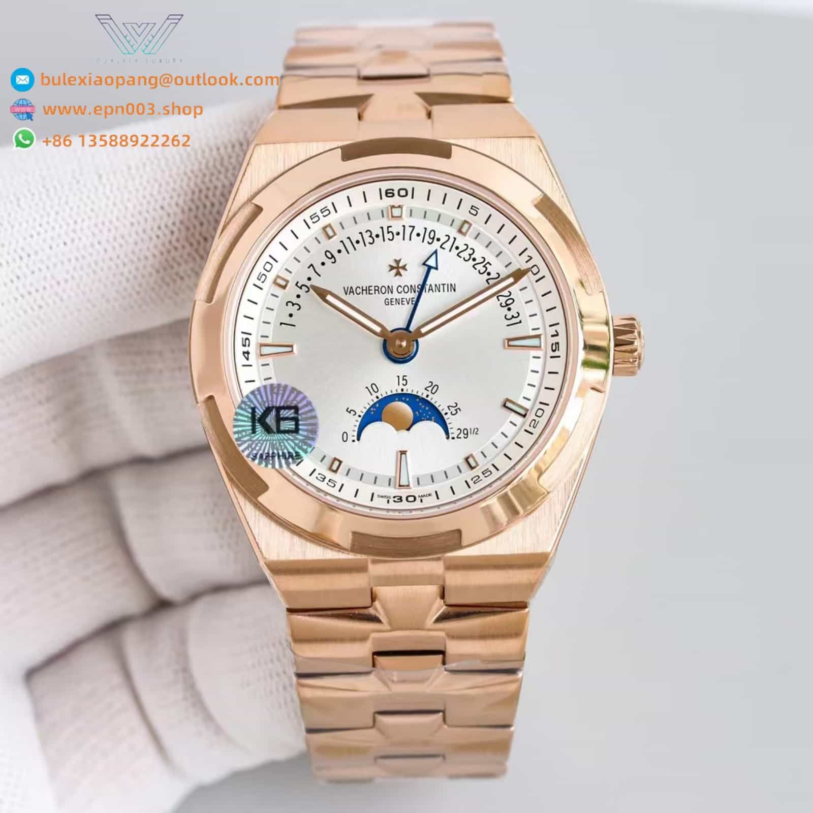 Overseas Moon phase retrograde date 4000V/210A-B914 41 mm Steel - Men Watch