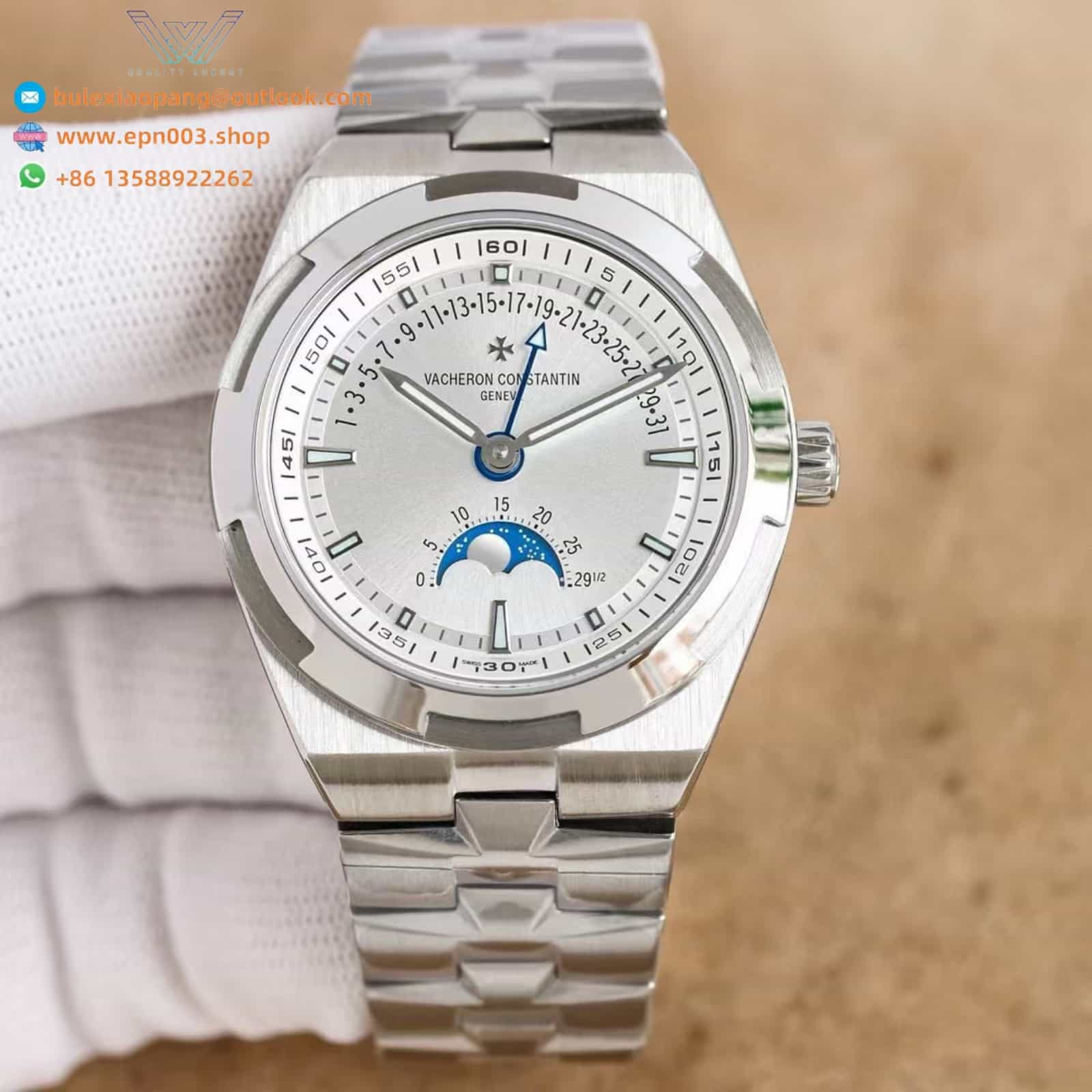 Overseas Moon phase retrograde date 4000V/210A-B913 41 mm Steel - Men Watch