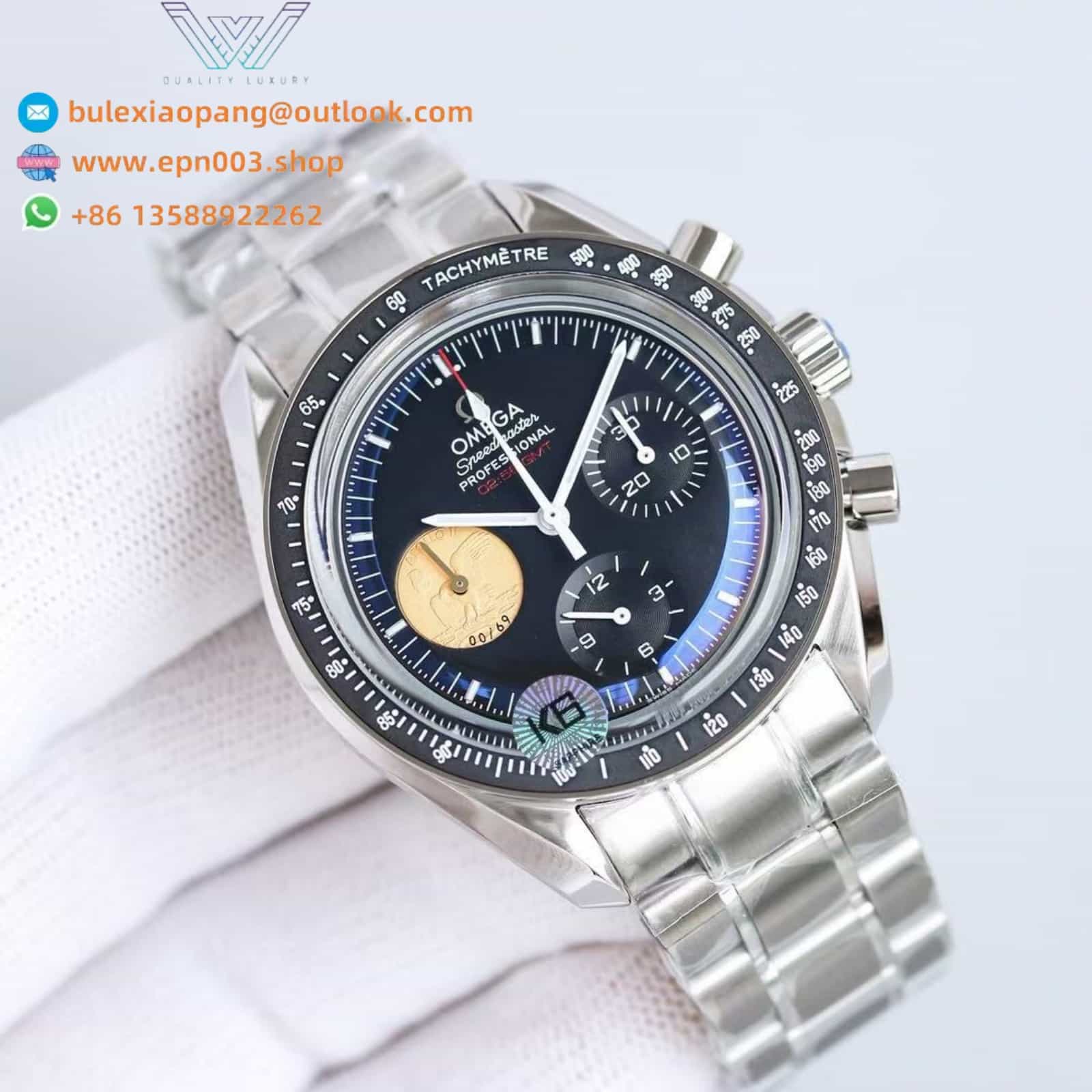 Speedmaster Moonwatch Professiona Platinum Apollo 11 40th Anniversary Black dial 42mm Men Watch