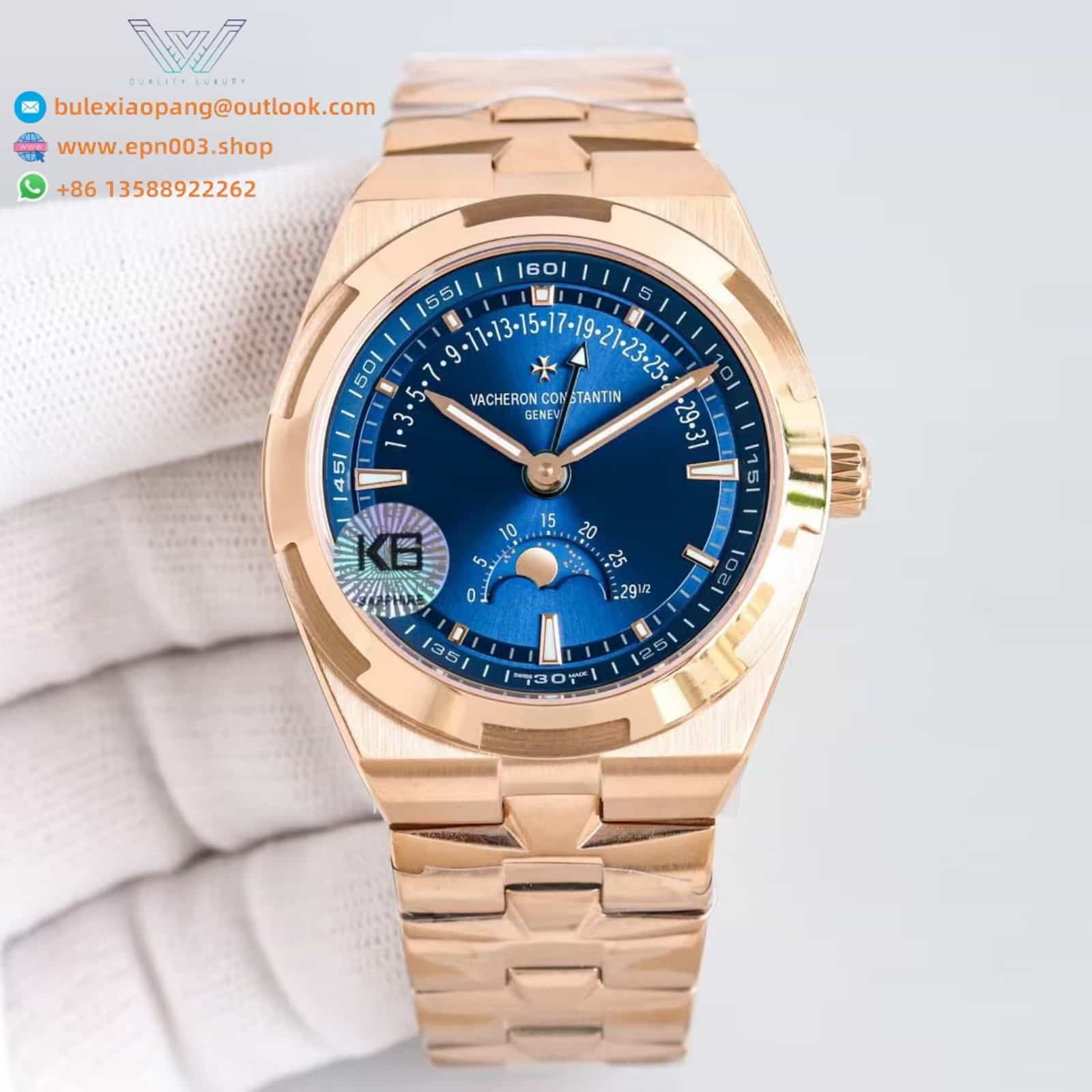 Overseas Moon phase retrograde date 4000V/210A-B915 41 mm Steel - Men Watch