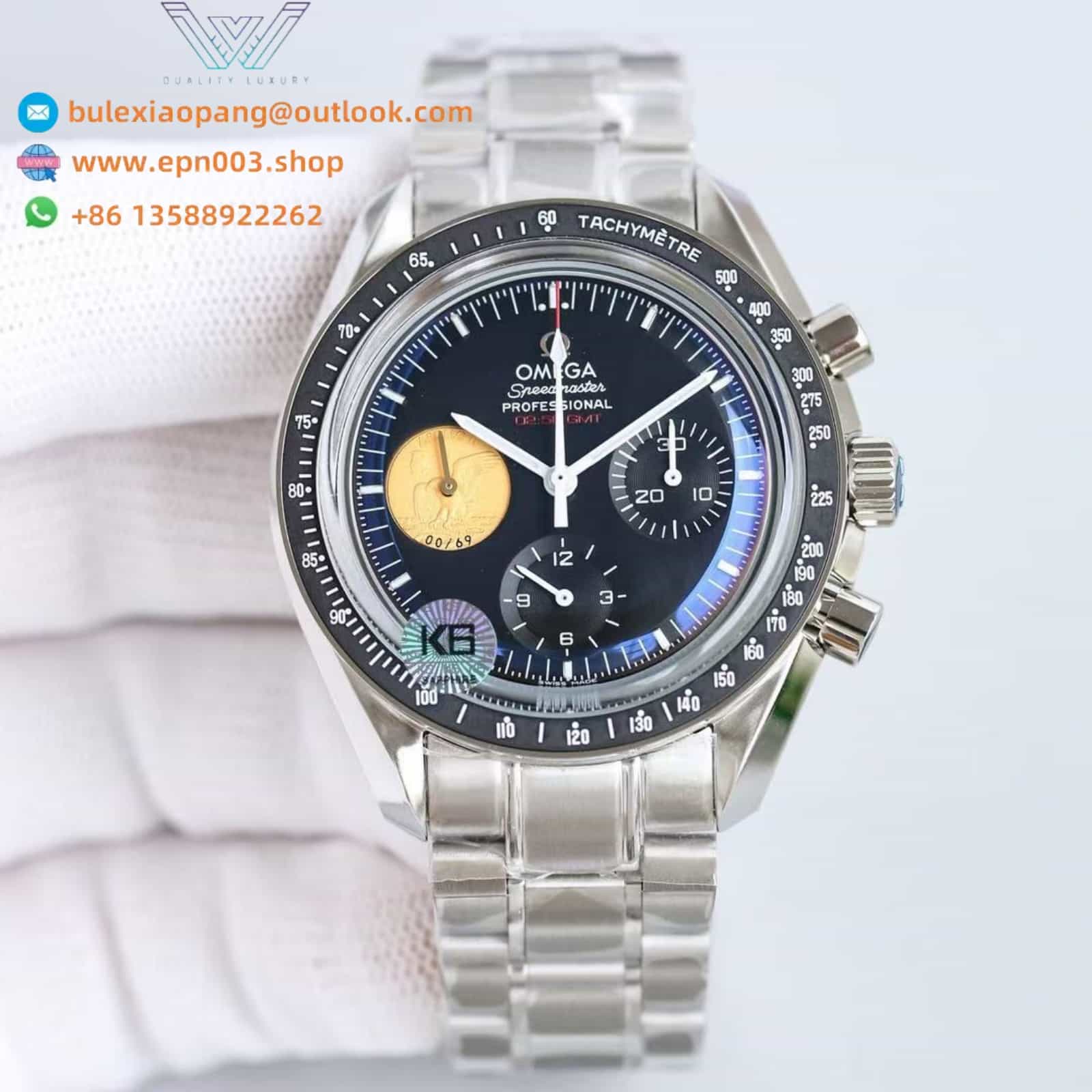 Speedmaster Moonwatch Professiona Platinum Apollo 11 40th Anniversary Black dial 42mm Men Watch