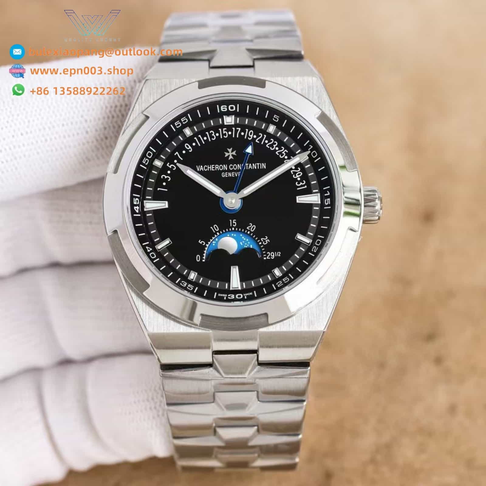 Overseas Moon phase retrograde date 4000V/210A-B912 41 mm Steel - Men Watch