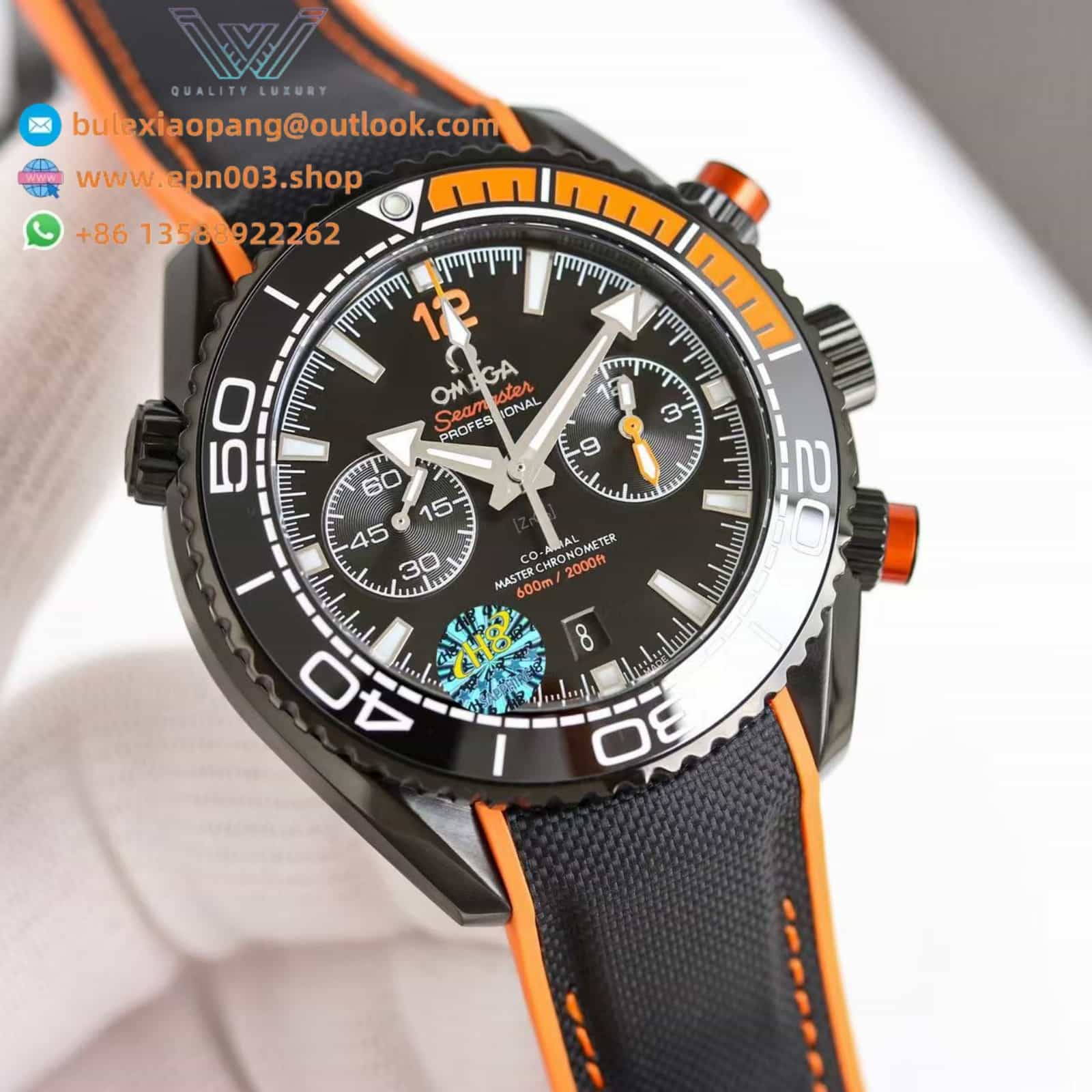 Seamaster Planet Ocean 600M black ceramic on rubber strap 45.5mm Men Watch