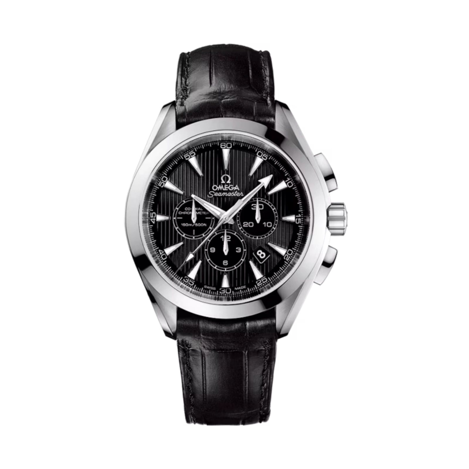 Seamaster Aqua Terr 150M steel on leather strap 44mm Men Watch