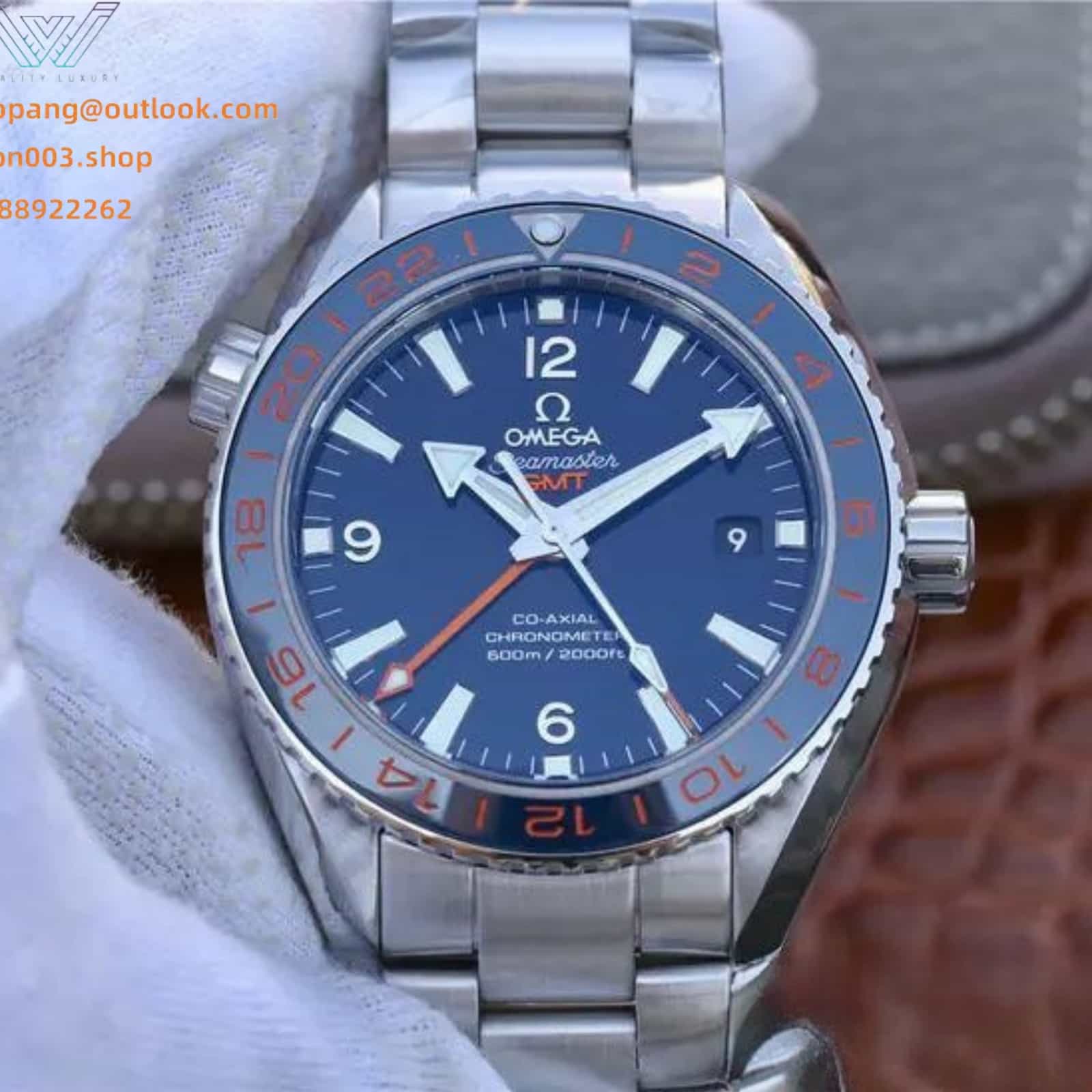 Seamaster Planet Ocean 600M Co-Axial Gmt Stainless Steel Automatic 44mm Men Watch