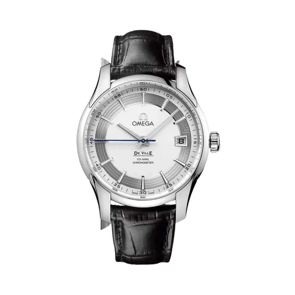 De Ville Hour Vision  steel on leather strap 41mm Men Watch