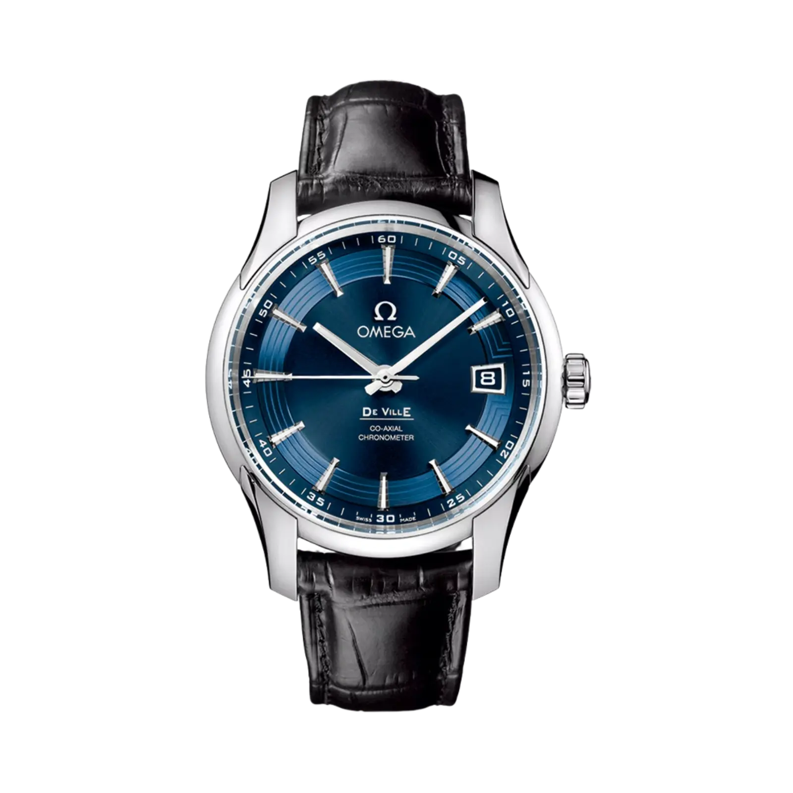 De Ville Prestige steel on leather strap 41mm Men Watch