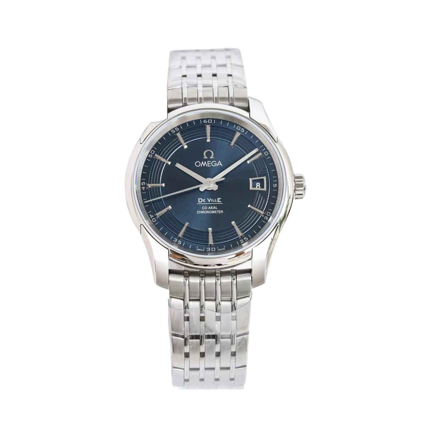 De Ville Prestige steel on leather strap 41mm Men Watch