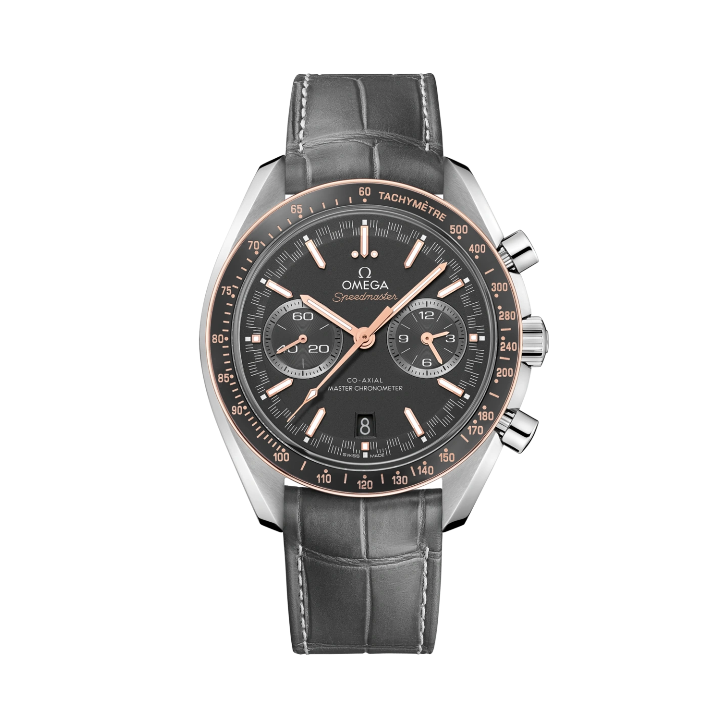 Speedmaster Two Counters steel on leather strap 44.25mm Men Watch