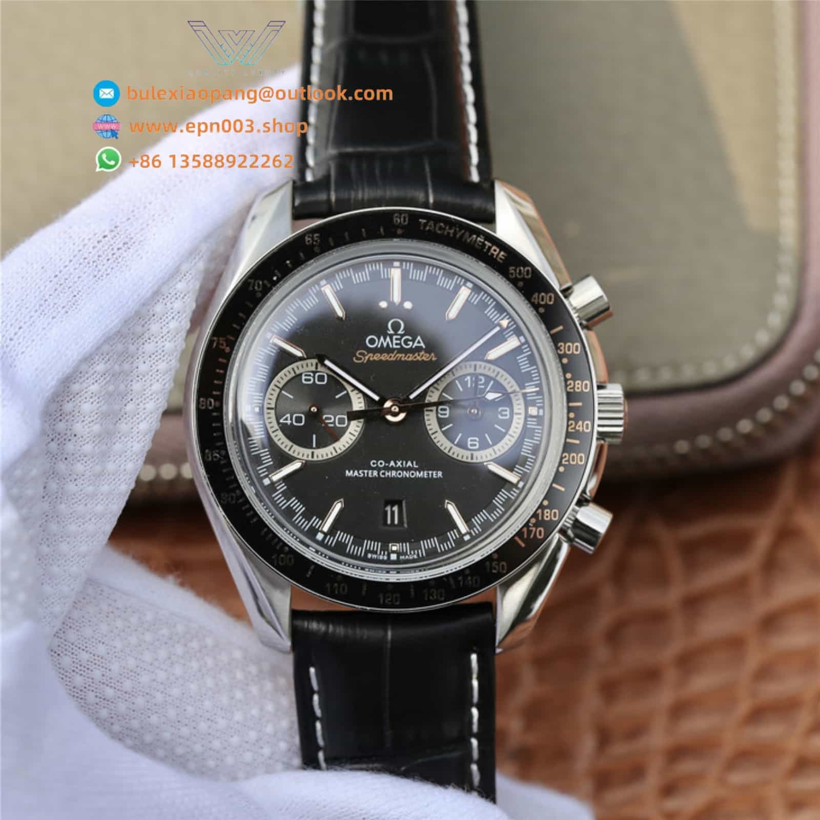 Speedmaster Two Counters steel on leather strap 44.25mm Men Watch
