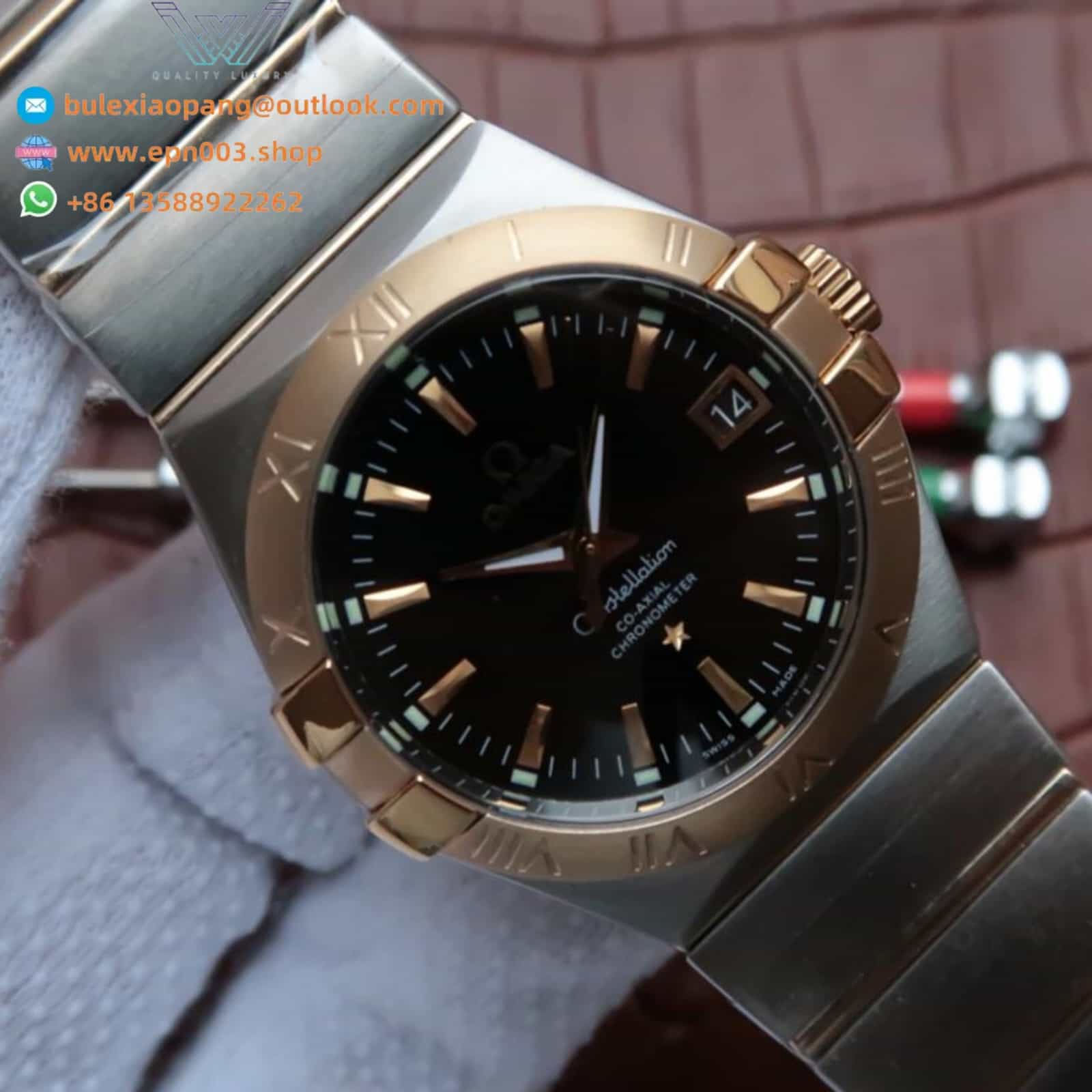 Constellation  steel ‑ red gold on steel ‑ gold central bar 35mm Women Watch