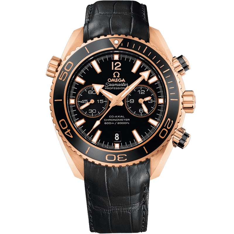 Seamaster Planet Ocean 600M red gold on leather strap 45.5 mm Men Watch