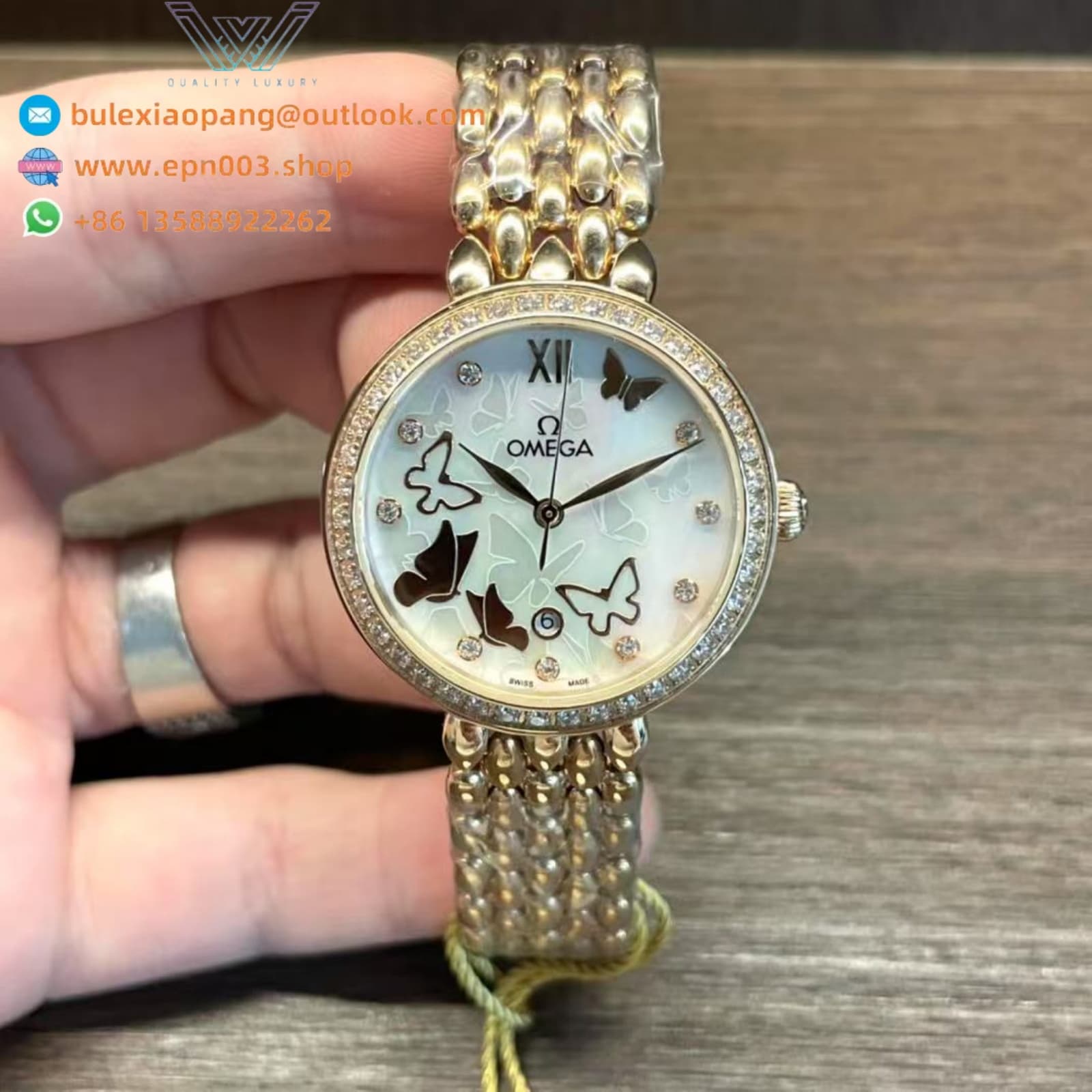 De Ville Prestige Steel Case - Gold Diamond Dial 32.7mm Women Watch