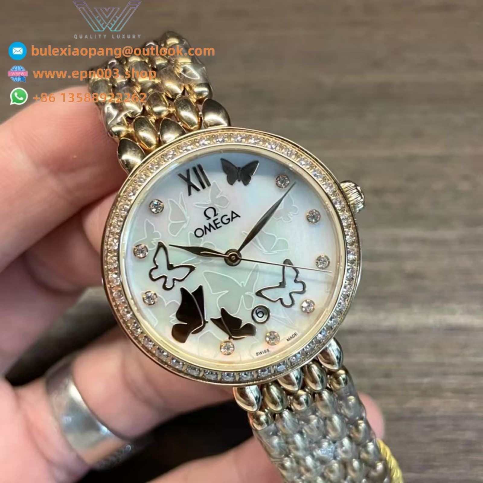 De Ville Prestige Steel Case - Gold Diamond Dial 32.7mm Women Watch