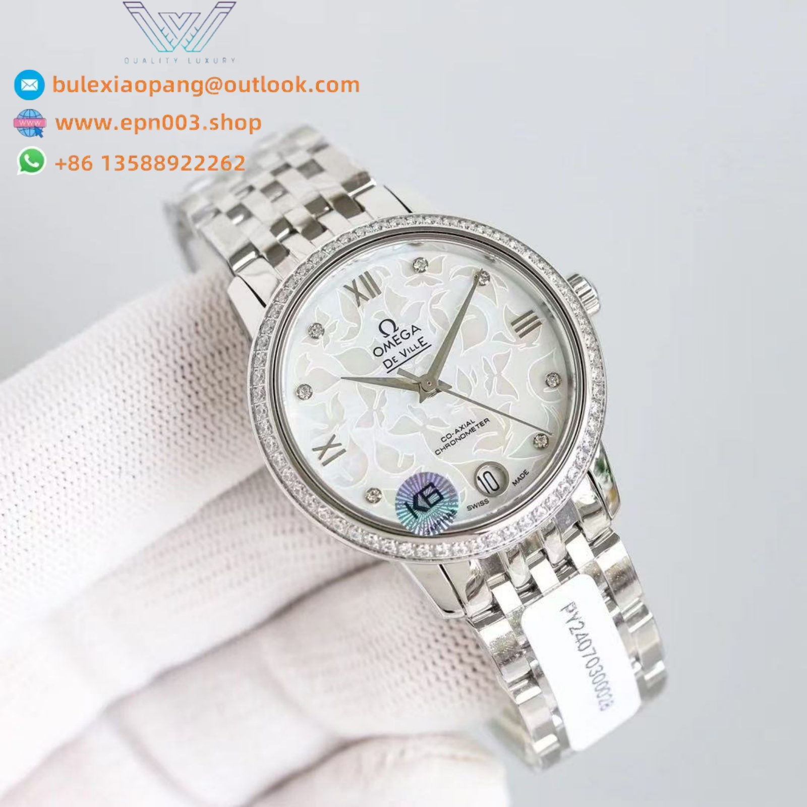 De Ville Prestige Steel Case - Silver Diamond Dial 32.7mm Women Watch