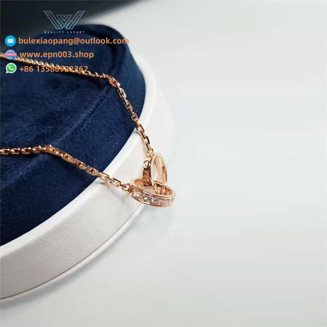 Love Bracelet, On Chain, Semi-Paved B6084200 - Rose Gold, Diamonds