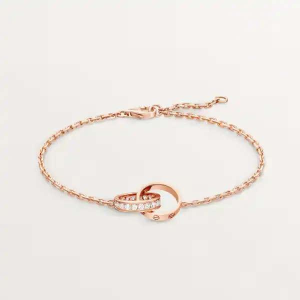 Love Bracelet, On Chain, Semi-Paved B6084200 - Rose Gold, Diamonds