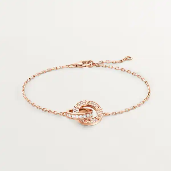 Love Bracelet, On Chain, Paved B6084500 - Rose Gold, Diamonds