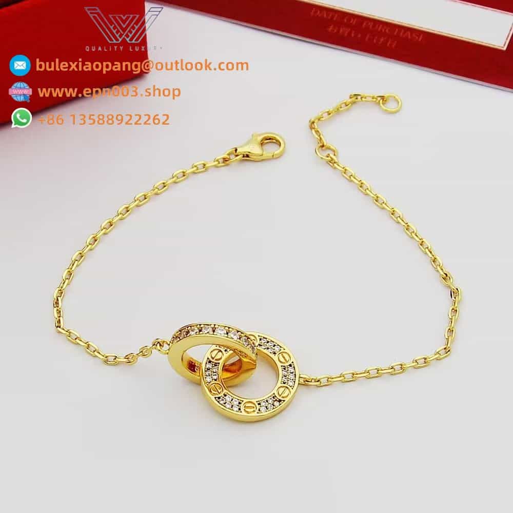 Love Bracelet, On Chain, Paved B6084600 - Gold, Diamonds