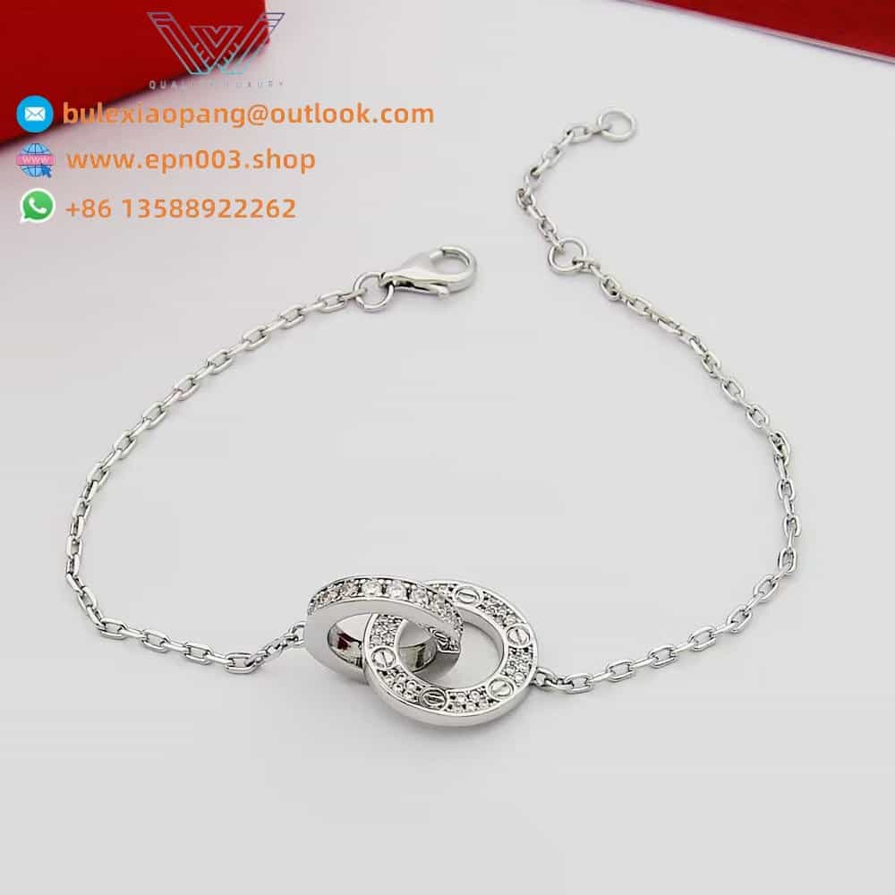 Love Bracelet, On Chain, Paved B6084700 - White Gold, Diamonds
