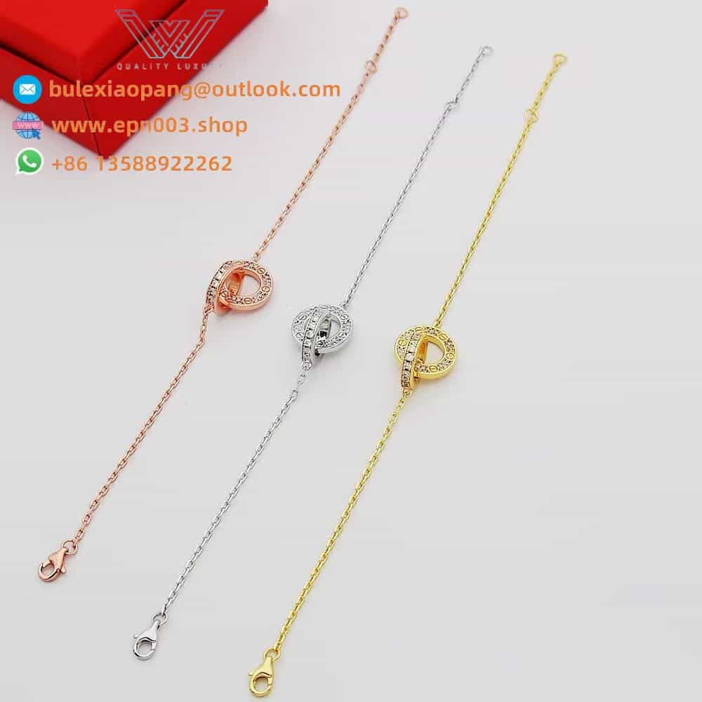 Love Bracelet, On Chain, Paved B6084500 - Rose Gold, Diamonds