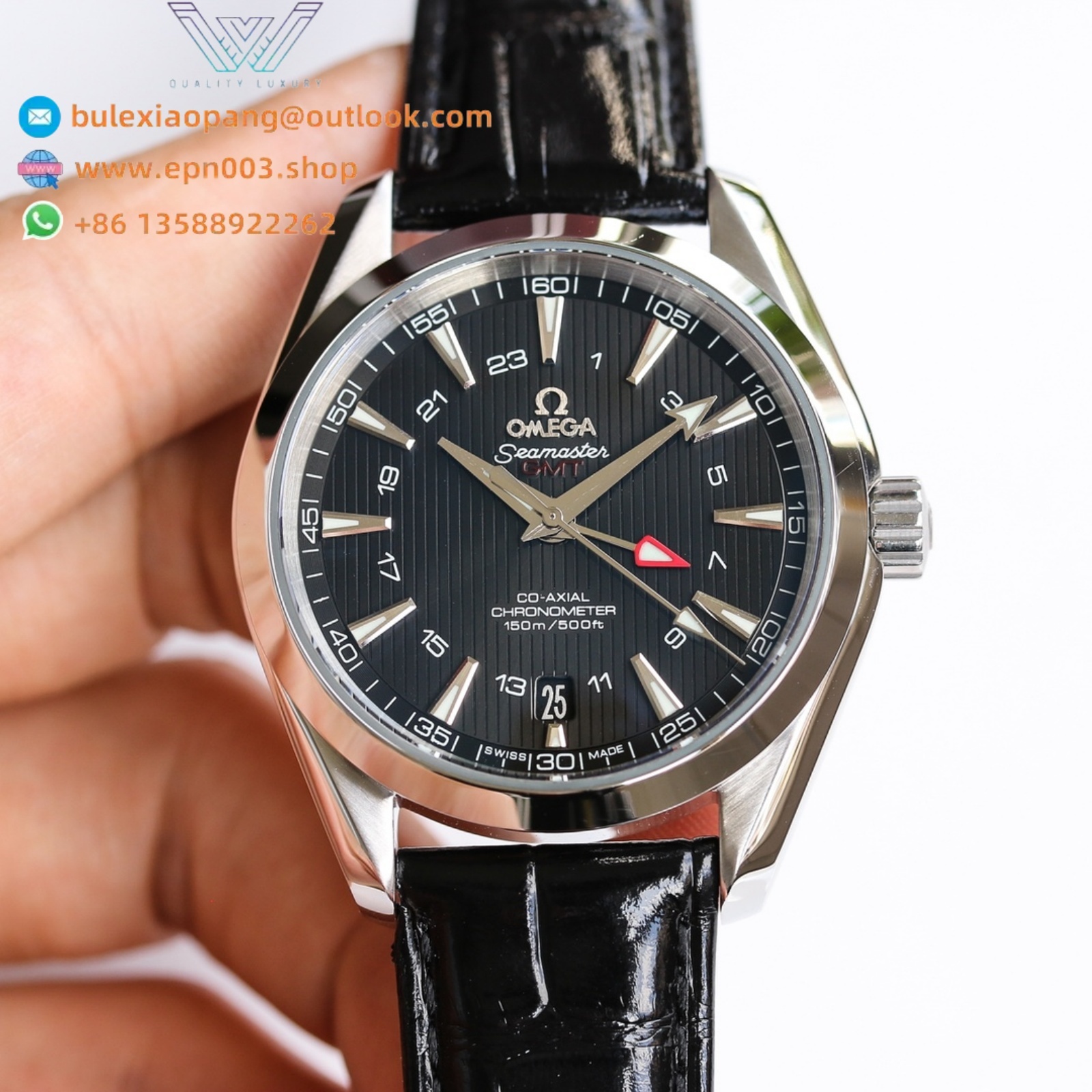 Seamaster Aqua Terra 150m GMT leather on strap 43mm Men's Watch