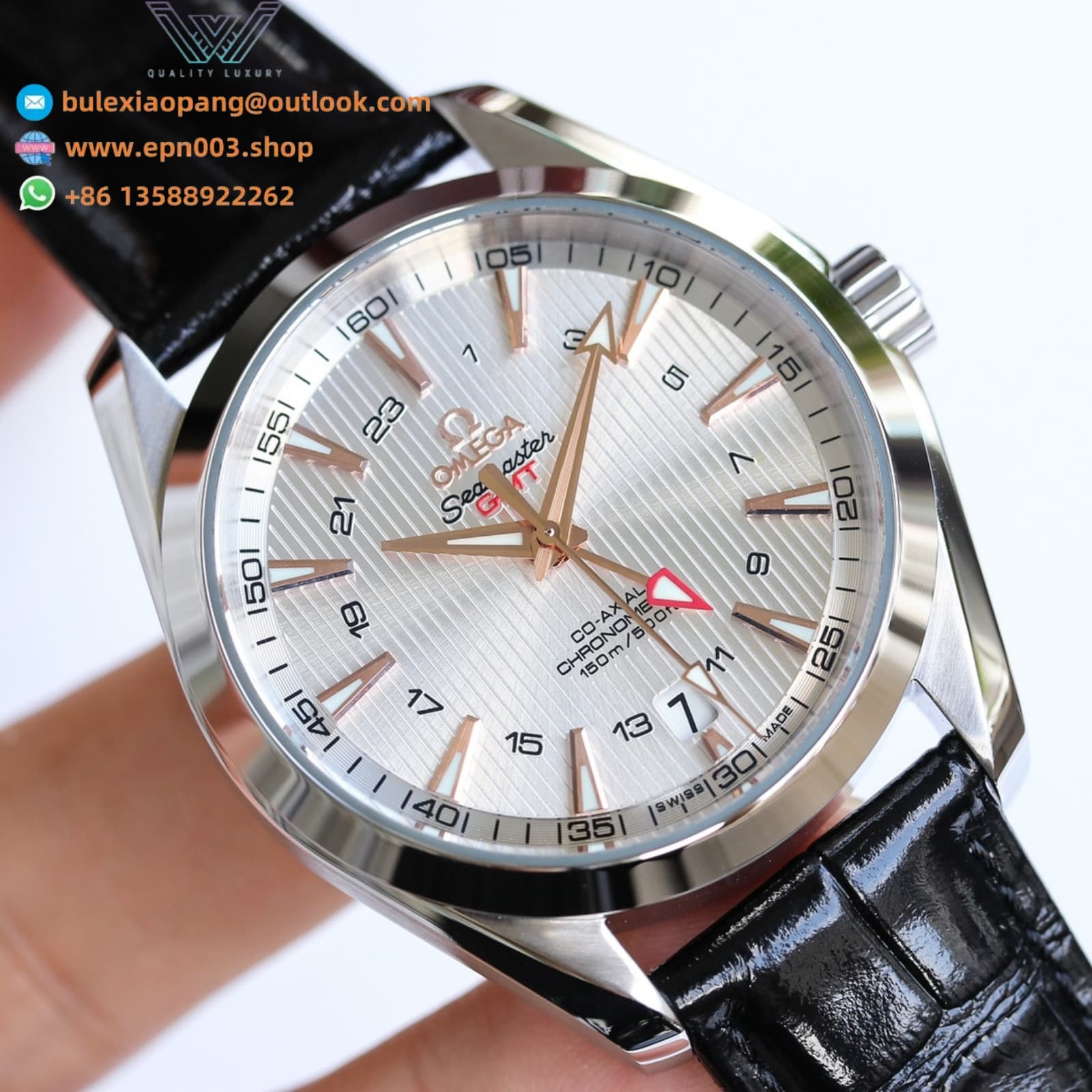 Seamaster Aqua Terr 150M  leather on strap 43mm Men Watch