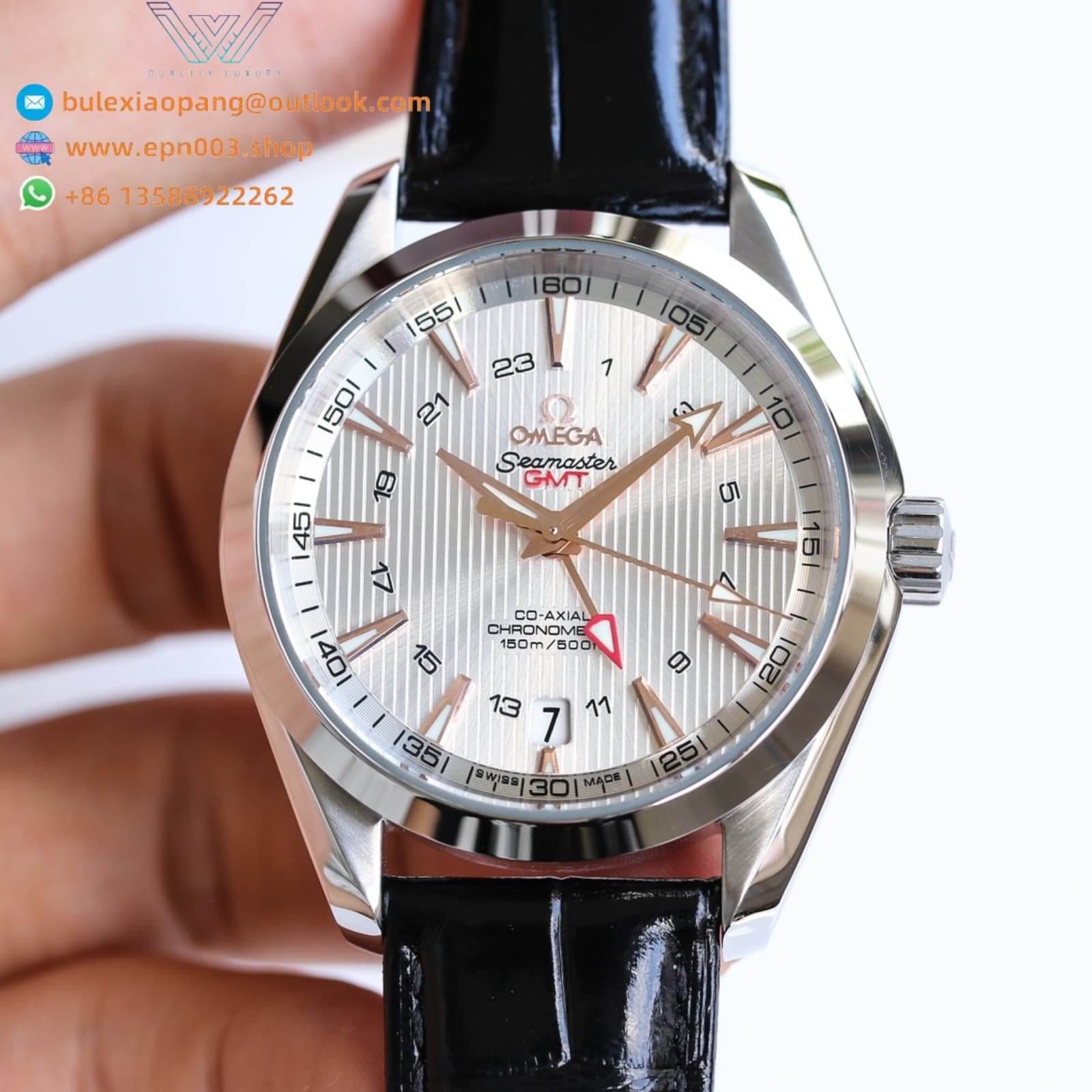 Seamaster Aqua Terr 150M  leather on strap 43mm Men Watch