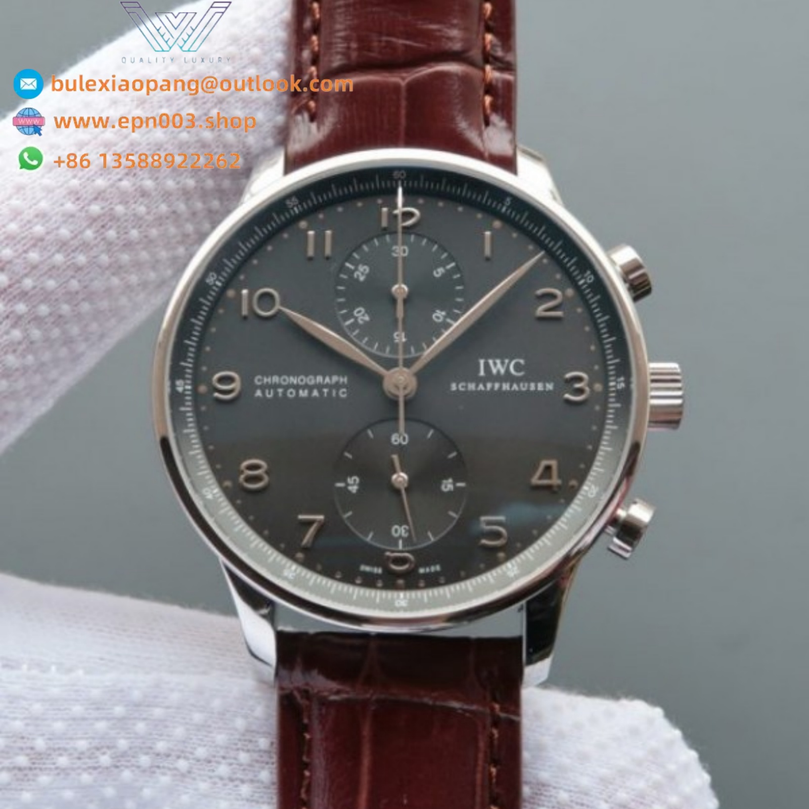 Portugieser Chrono Automatic Brown Leather Strap 41mm Men Watch