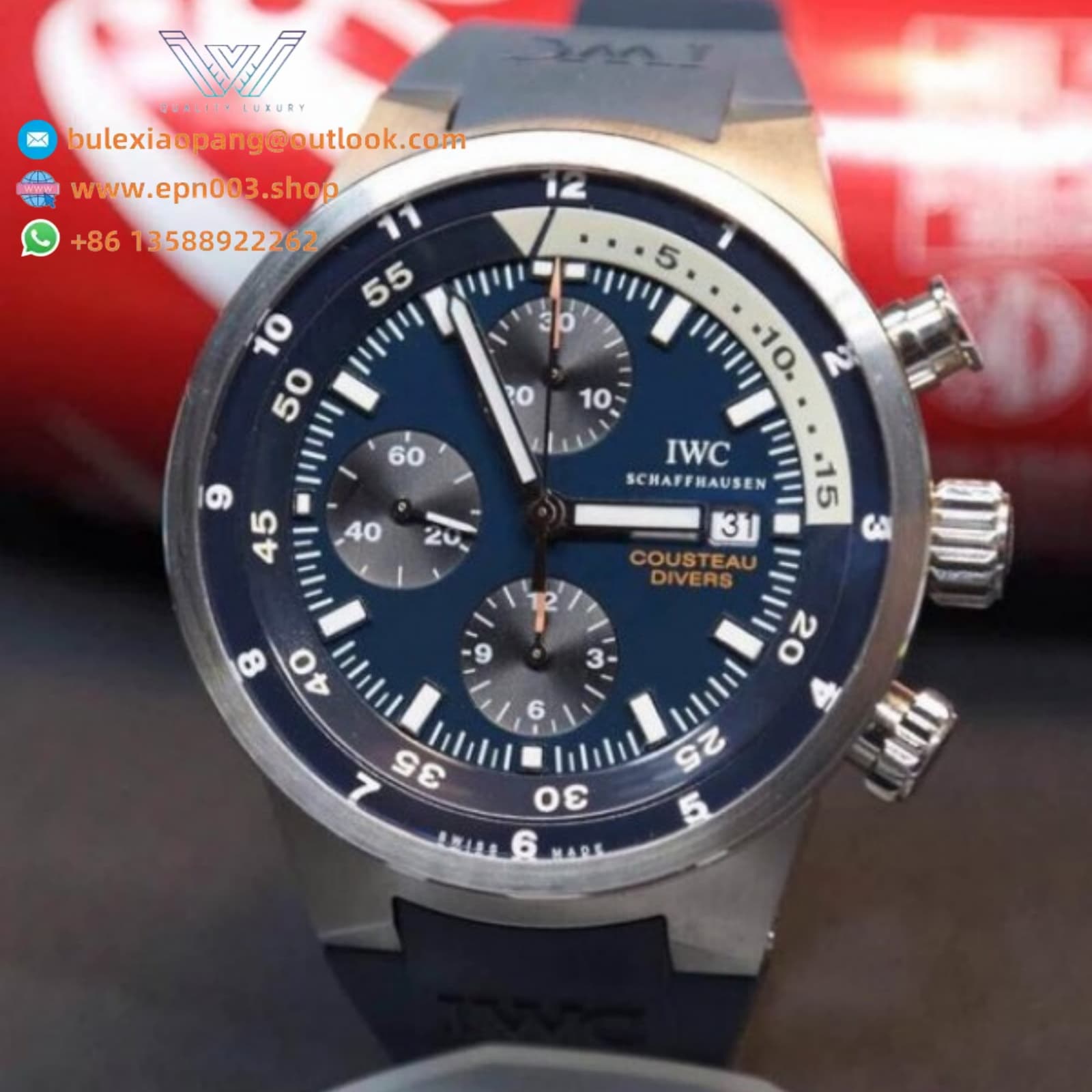 Aquatimer Chronograph Cousteau Divers Blue Dial 44mm Men Watch