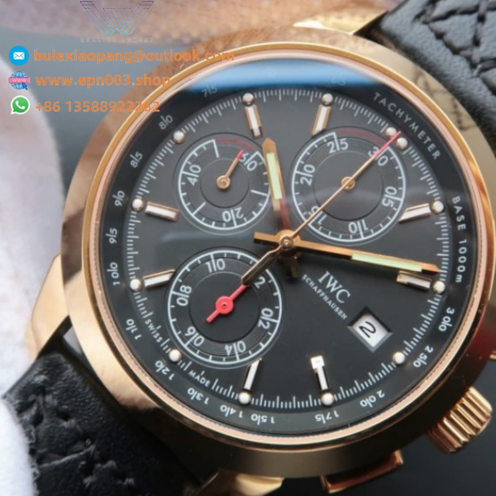 Ingenieur Chrono Black Dial Leather Strap 42mm Men Watch