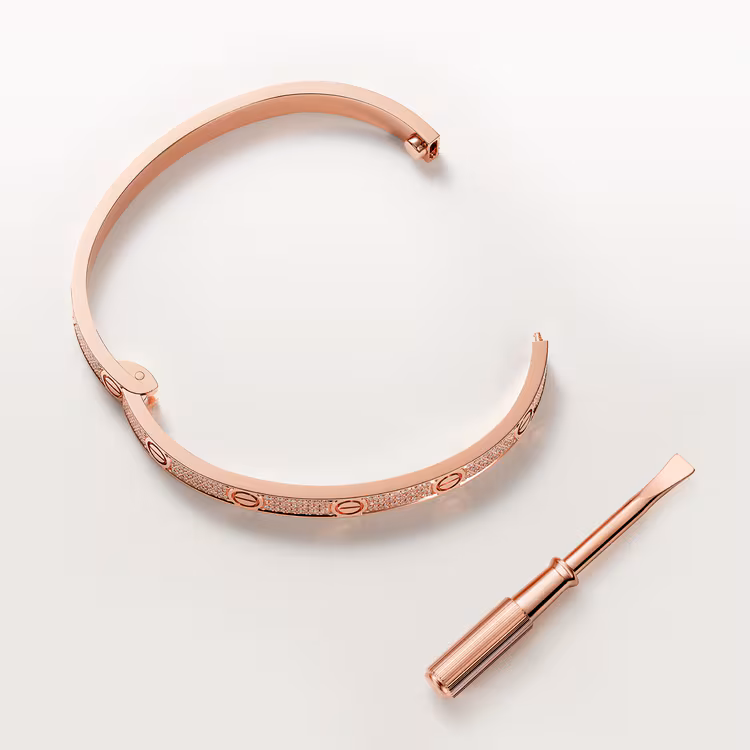 Love Bracelet, Medium Model, Paved N6736017 - Rose Gold