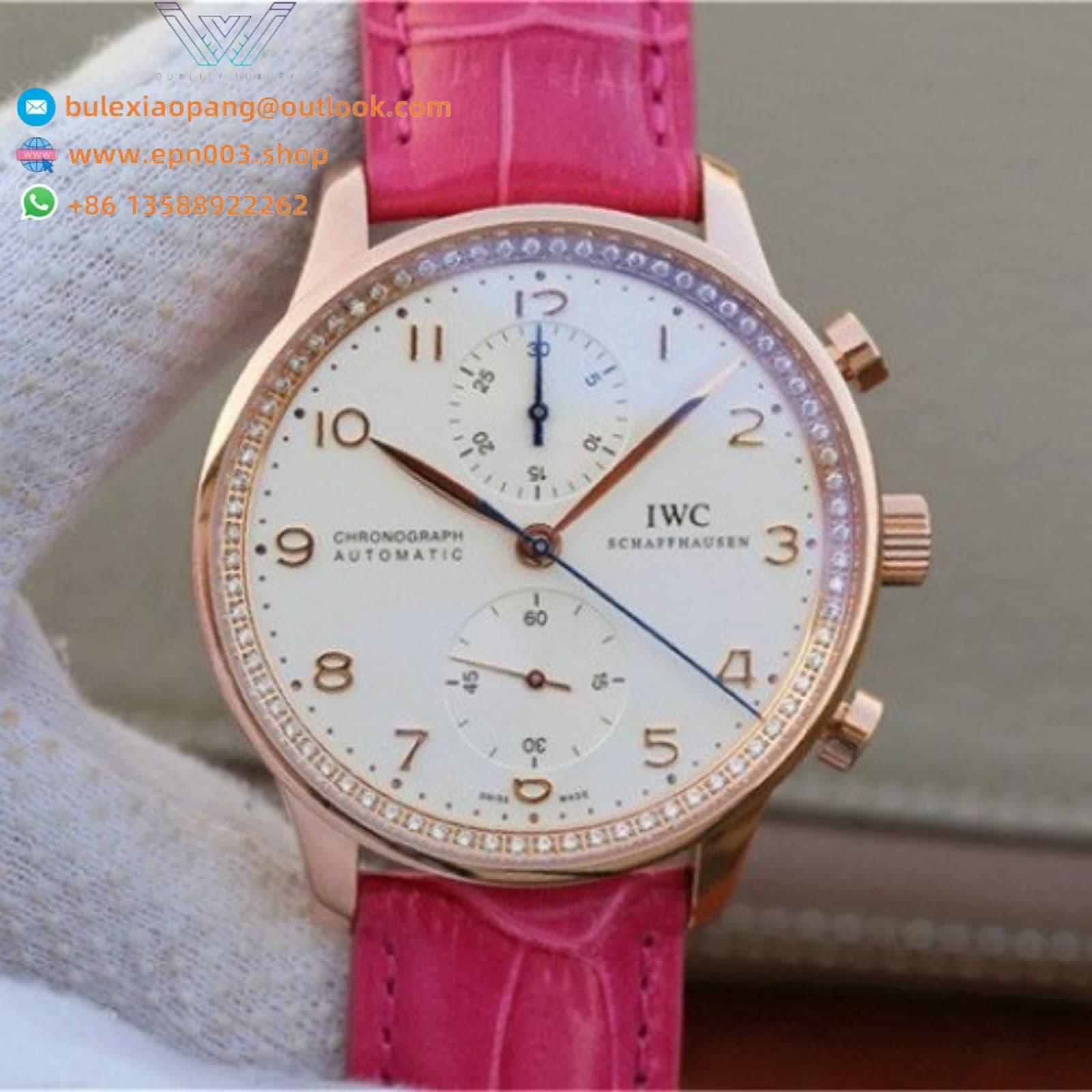 Portugieser White Dial Diamonds Inner Bezel 41mm Women Watch