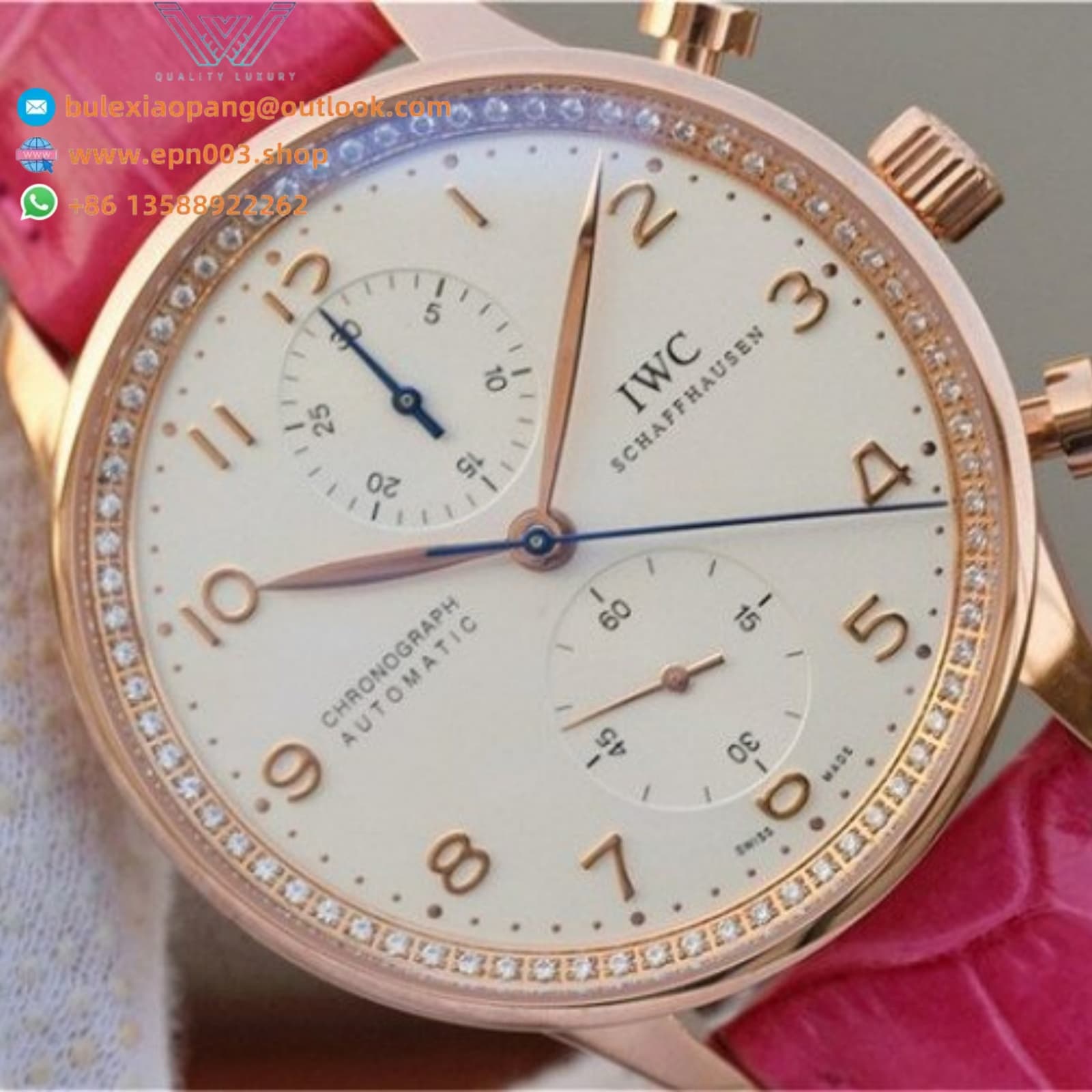 Portugieser White Dial Diamonds Inner Bezel 41mm Women Watch