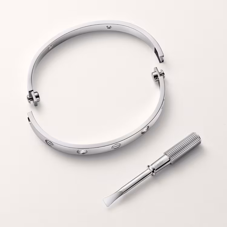 Love Bracelet, Classic Model, 4 Diamonds B6070117 - White Gold