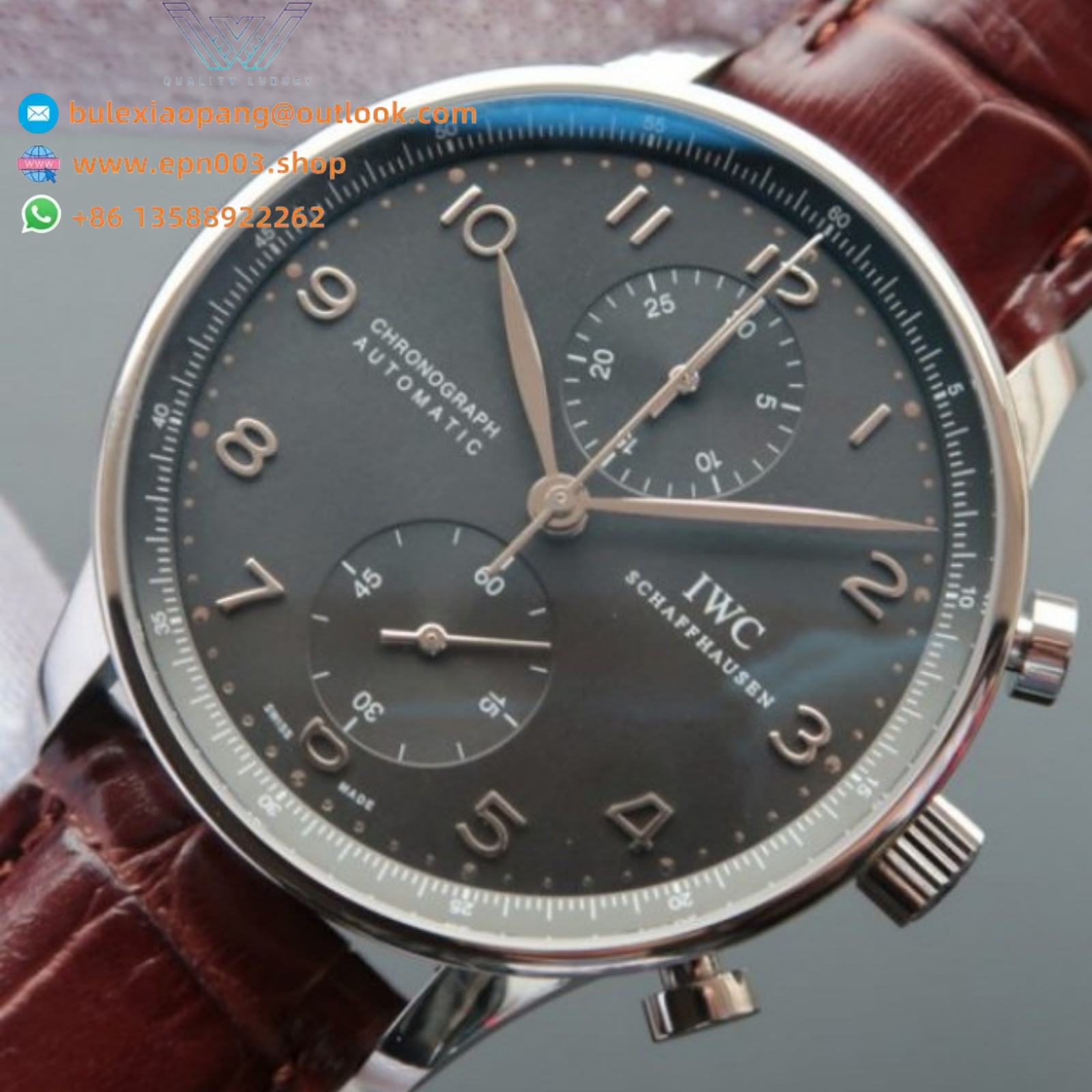 Portugieser Chrono Automatic Brown Leather Strap 41mm Men Watch