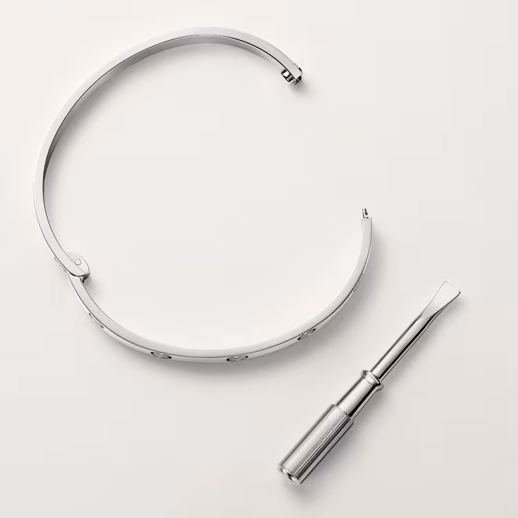 Love Bracelet, Medium Model, 4 Diamonds B6087317 - White Gold