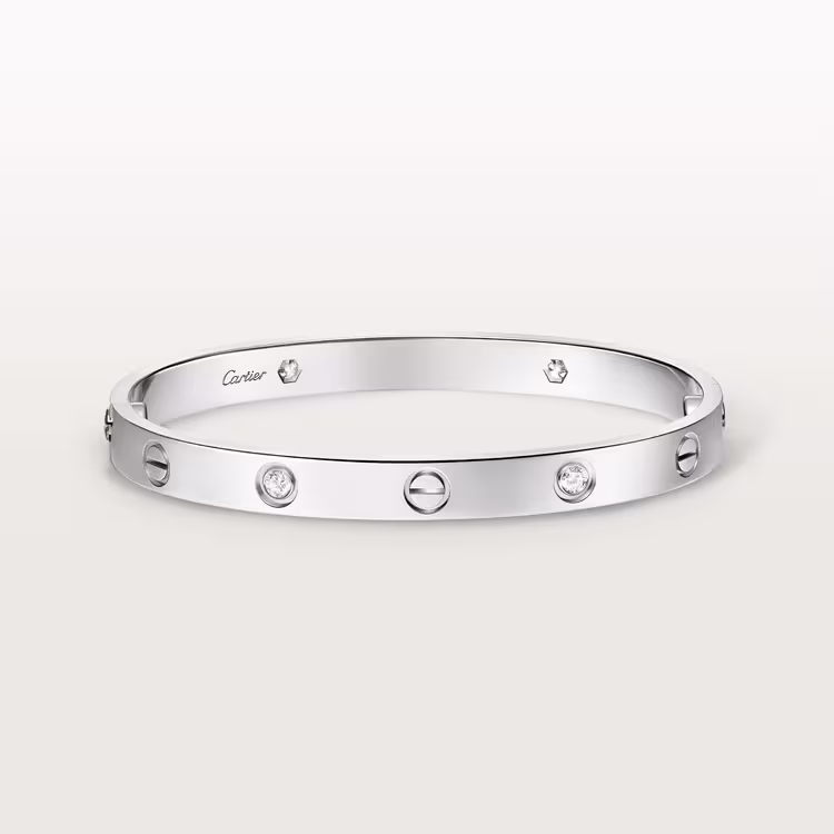 Love Bracelet, Classic Model, 4 Diamonds B6070117 - White Gold