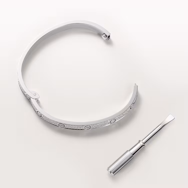 Love Bracelet, Medium Model, Paved N6737617 - White Gold
