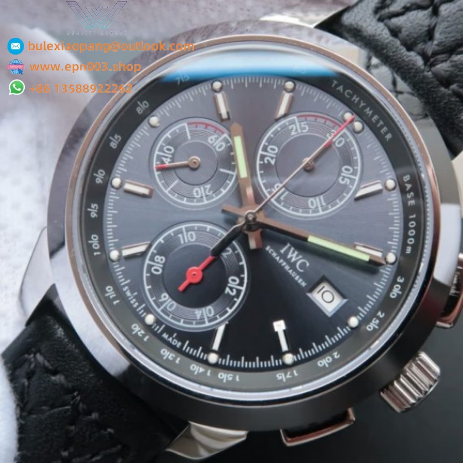 Ingenieur Chrono Gray Dial Leather Strap 42mm Men Watch