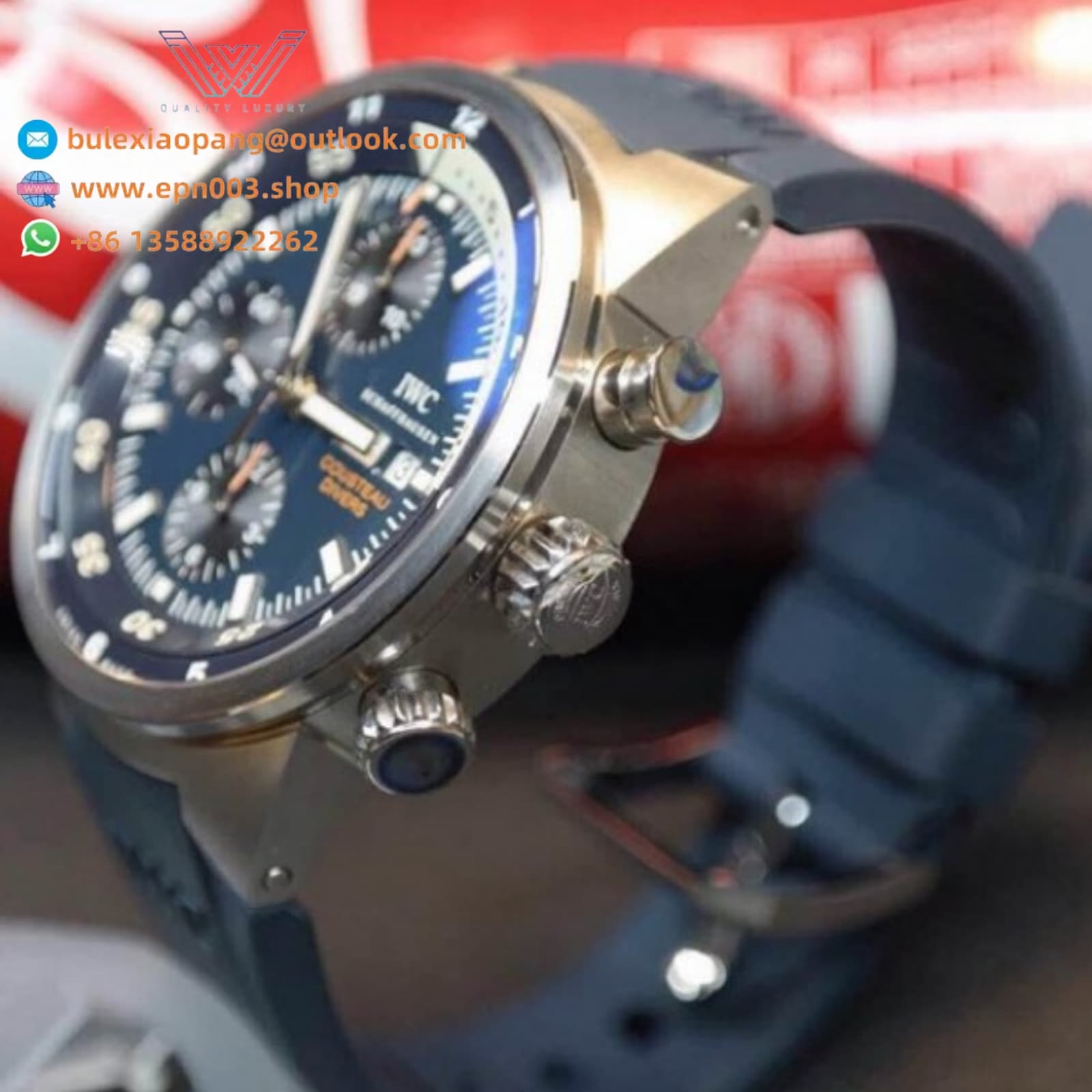 Aquatimer Chronograph Cousteau Divers Blue Dial 44mm Men Watch