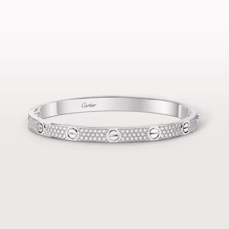 Love Bracelet, Medium Model, Paved N6737617 - White Gold