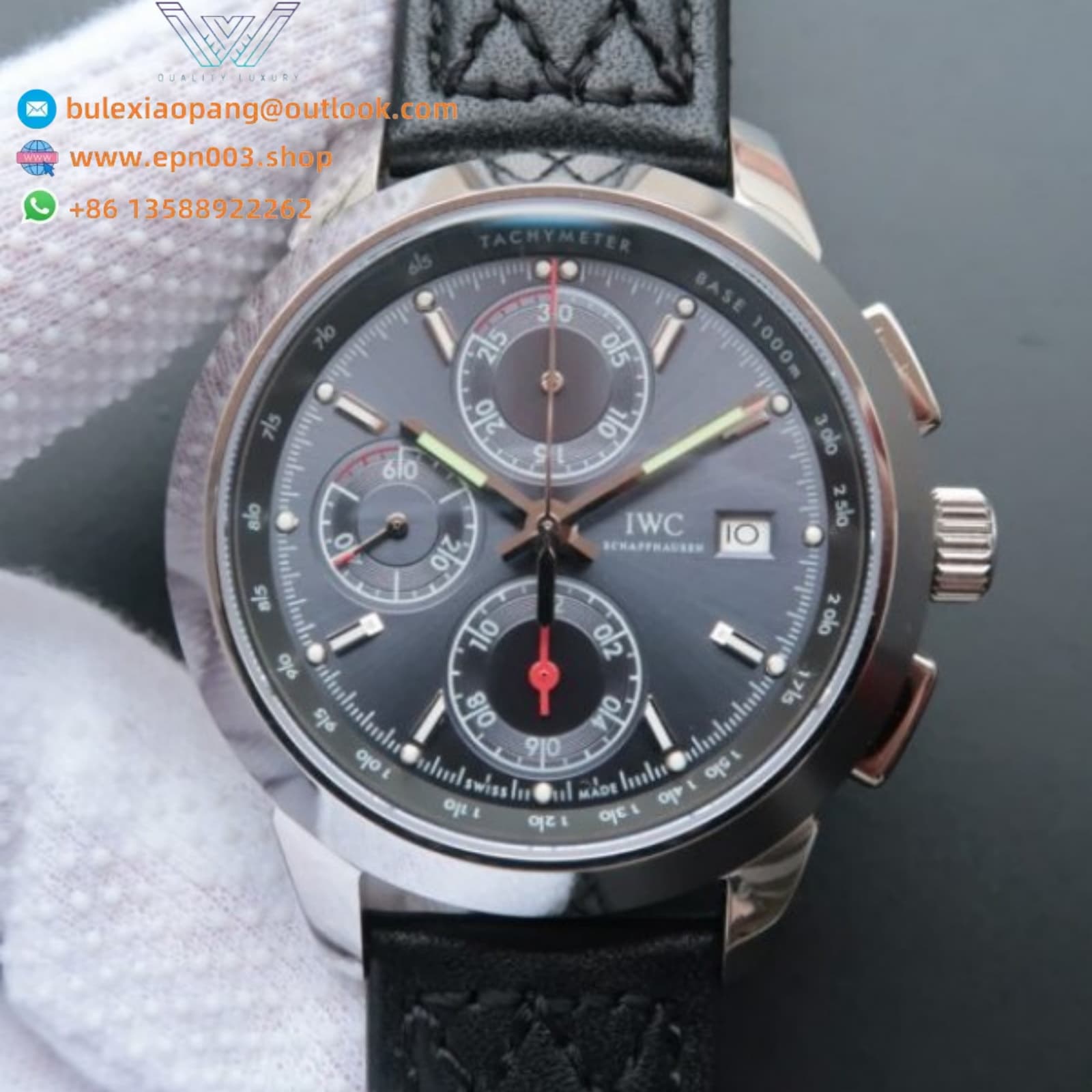 Ingenieur Chrono Gray Dial Leather Strap 42mm Men Watch